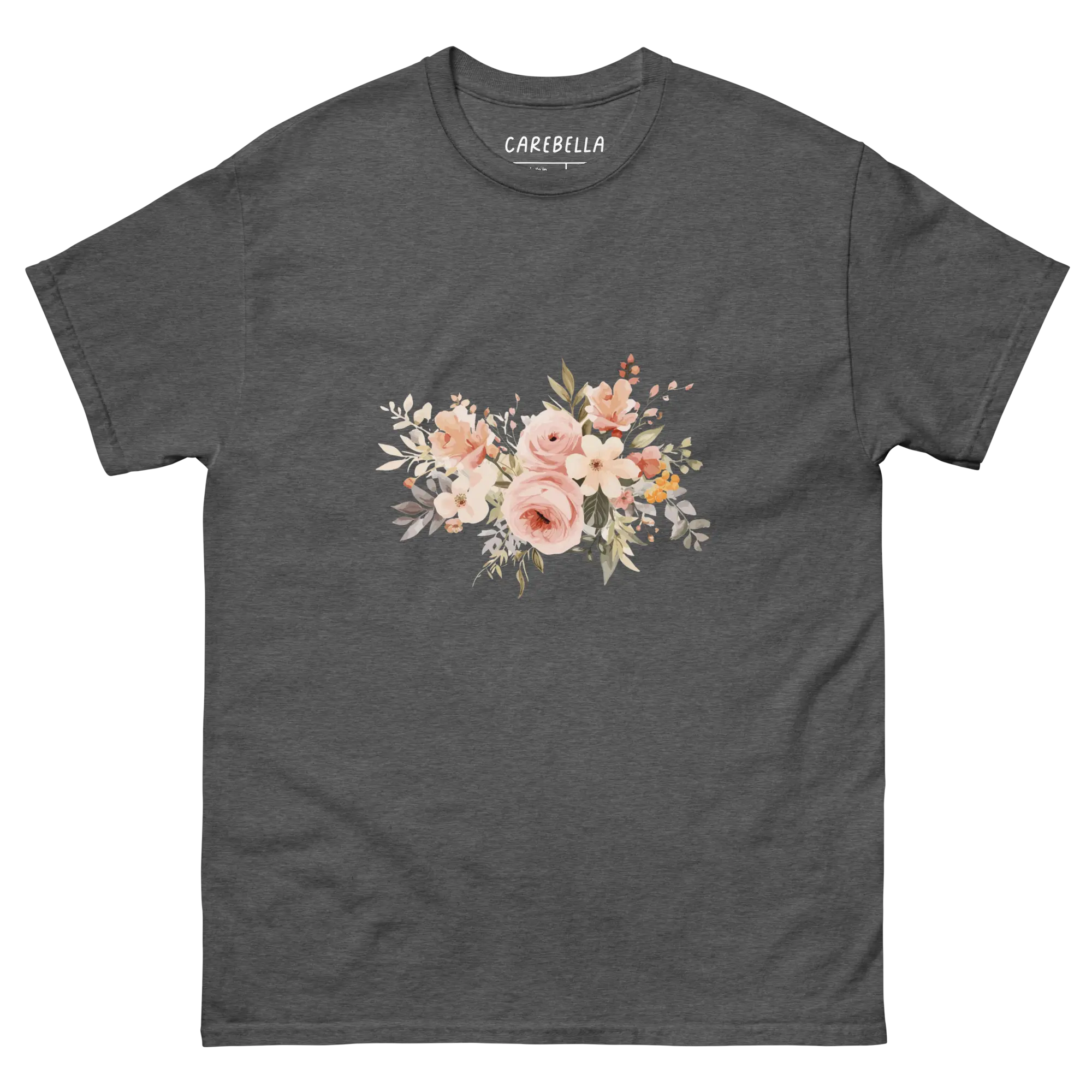 Autumn Breeze | Flat lay of a floral t-shirt from our flower shirts collection | Gray shirt