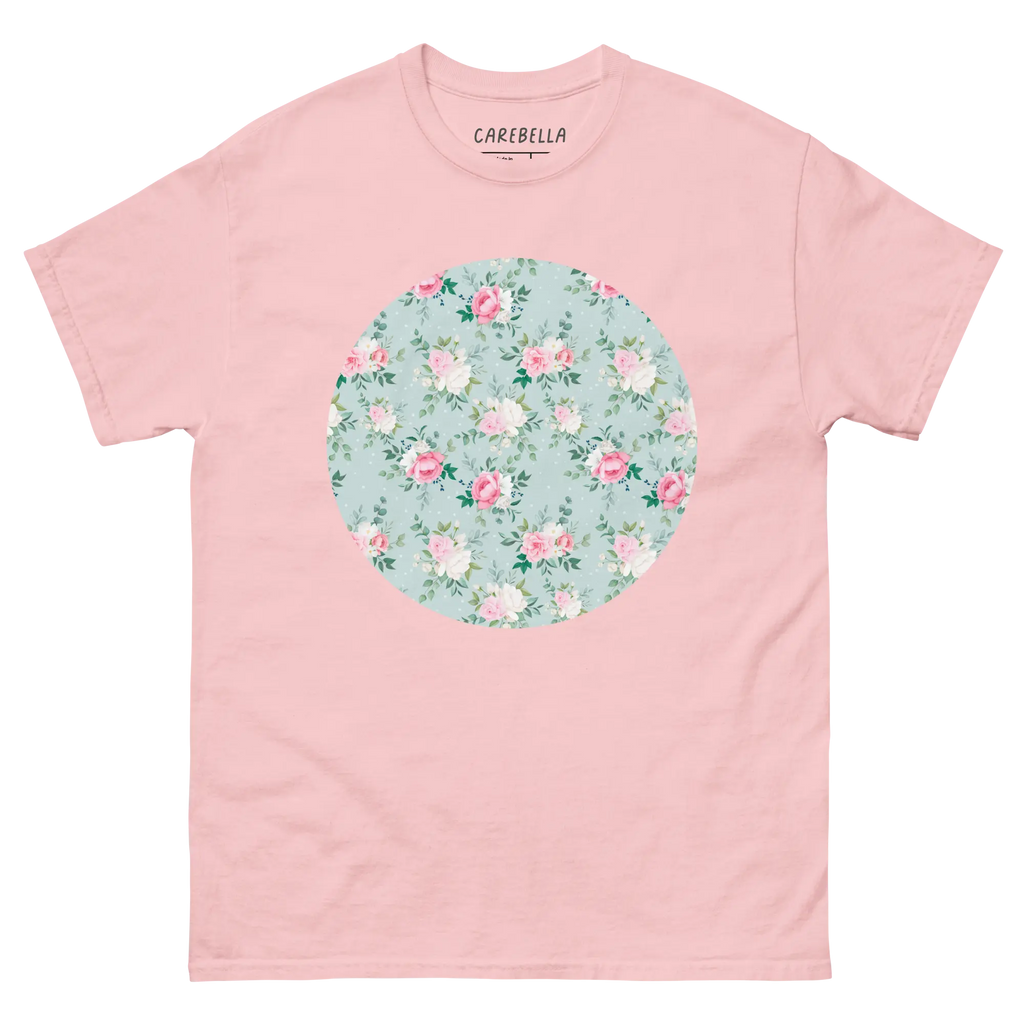 Blu de Fleur | Flat lay of a floral t-shirt from our flower shirts collection | Light pink shirt