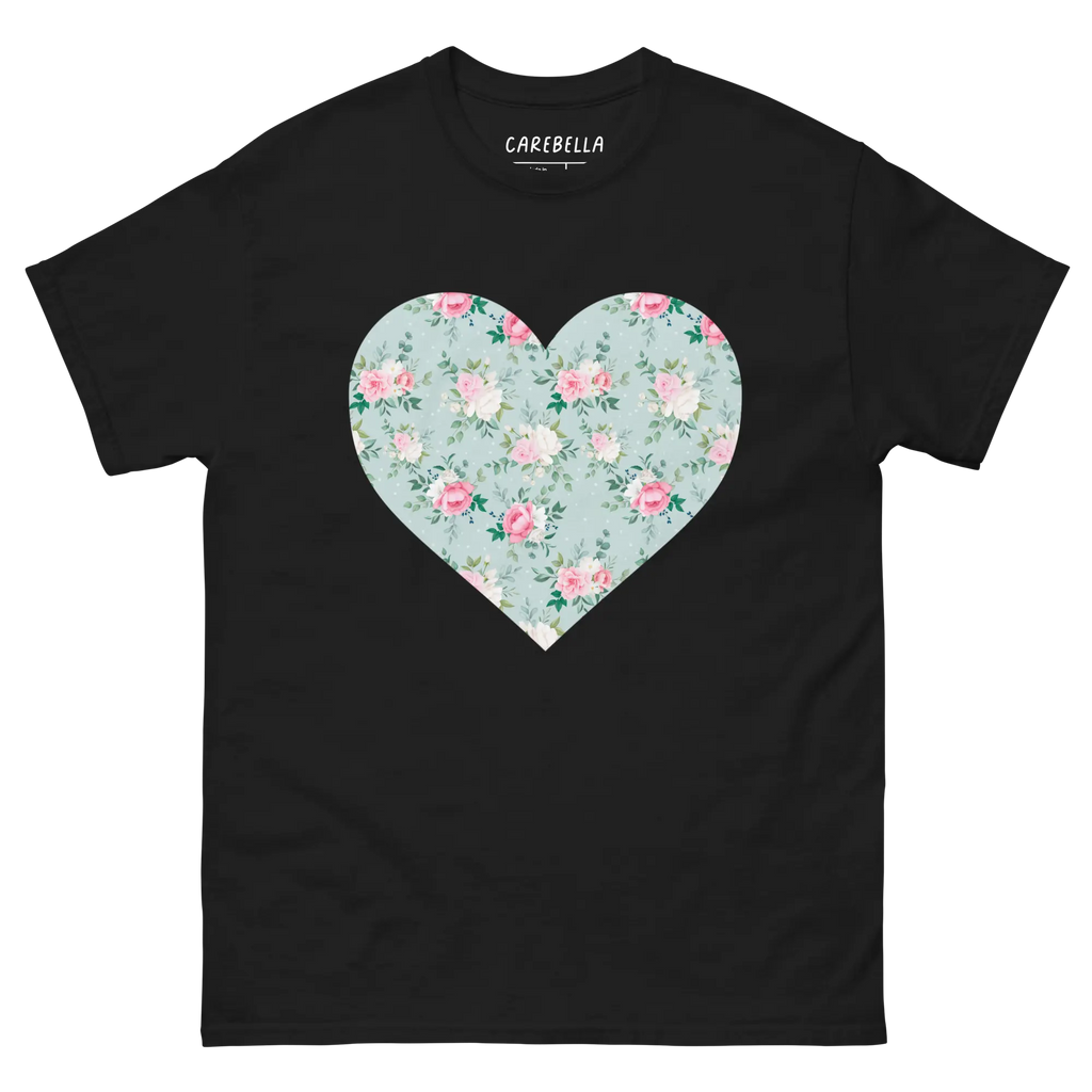 Blu de Fleur | Flat lay of a floral t-shirt from our flower shirts collection | Black shirt
