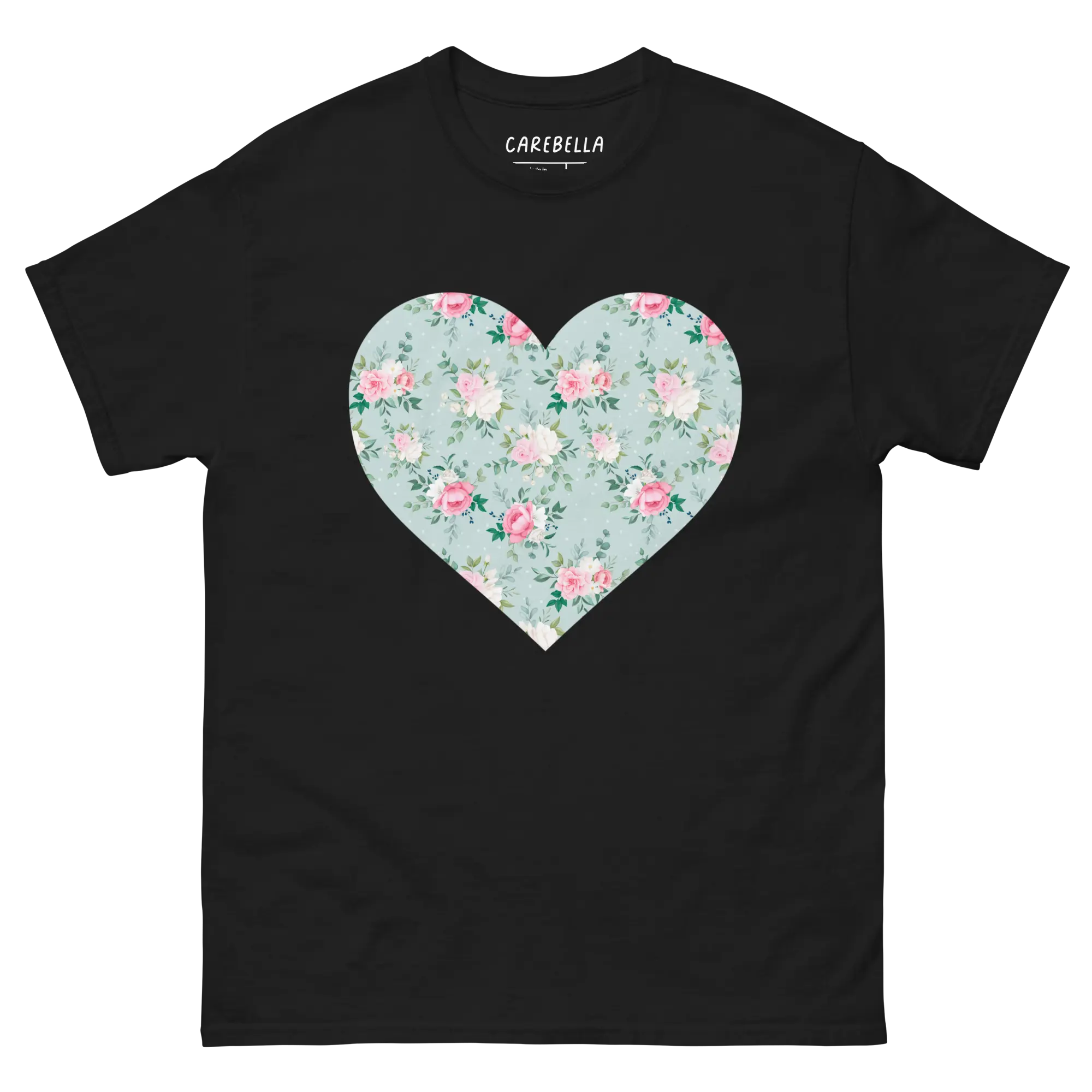 Blu de Fleur | Flat lay of a floral t-shirt from our flower shirts collection | Black shirt