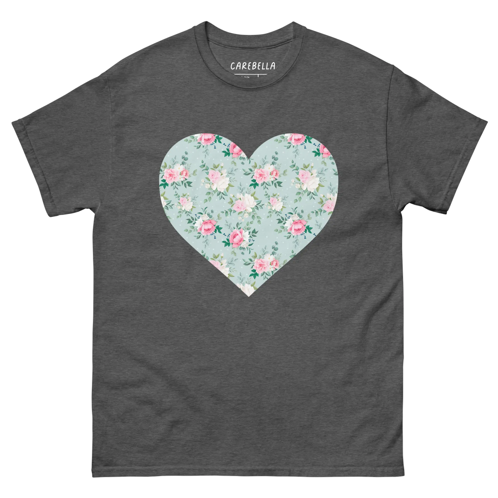 Blu de Fleur | Flat lay of a floral t-shirt from our flower shirts collection | Gray shirt