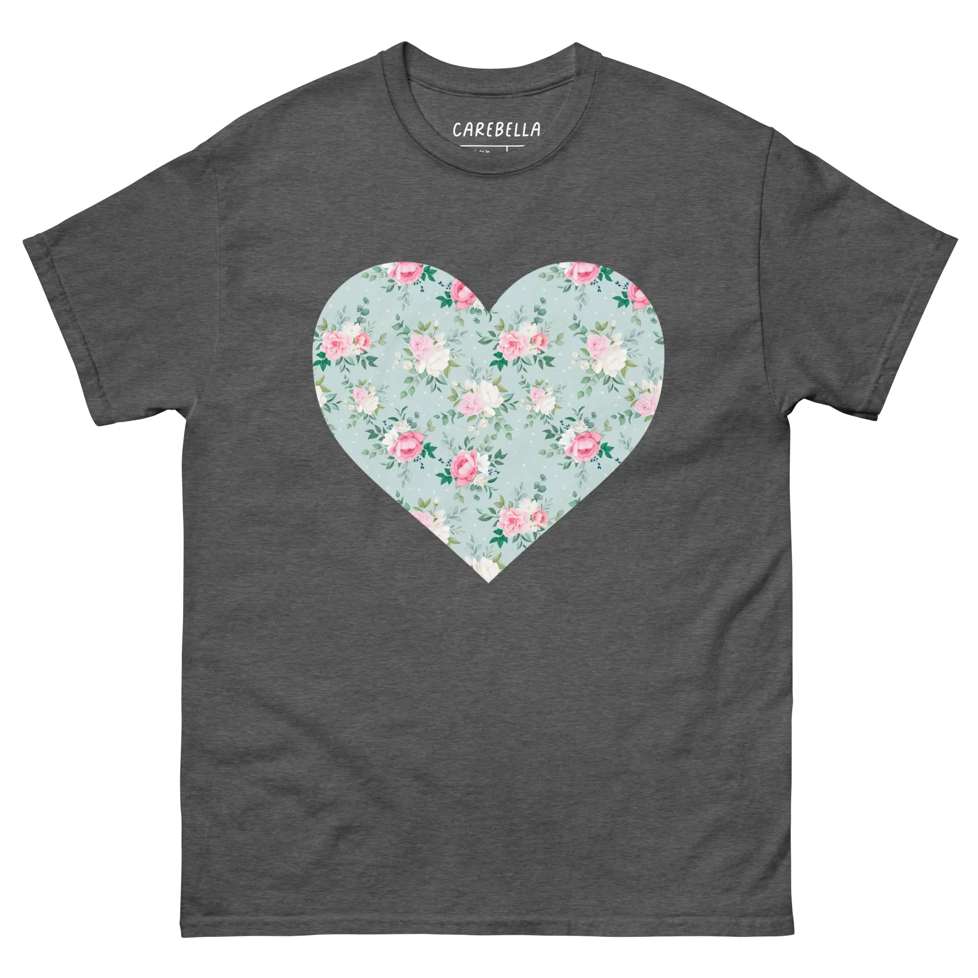 Blu de Fleur | Flat lay of a floral t-shirt from our flower shirts collection | Gray shirt