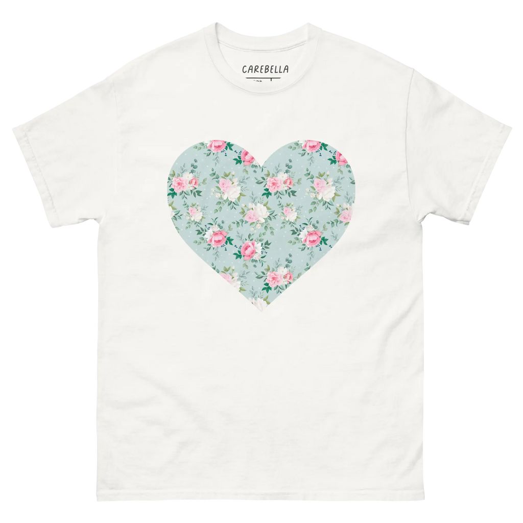 Blu de Fleur | Flat lay of a floral t-shirt from our flower shirts collection | White shirt