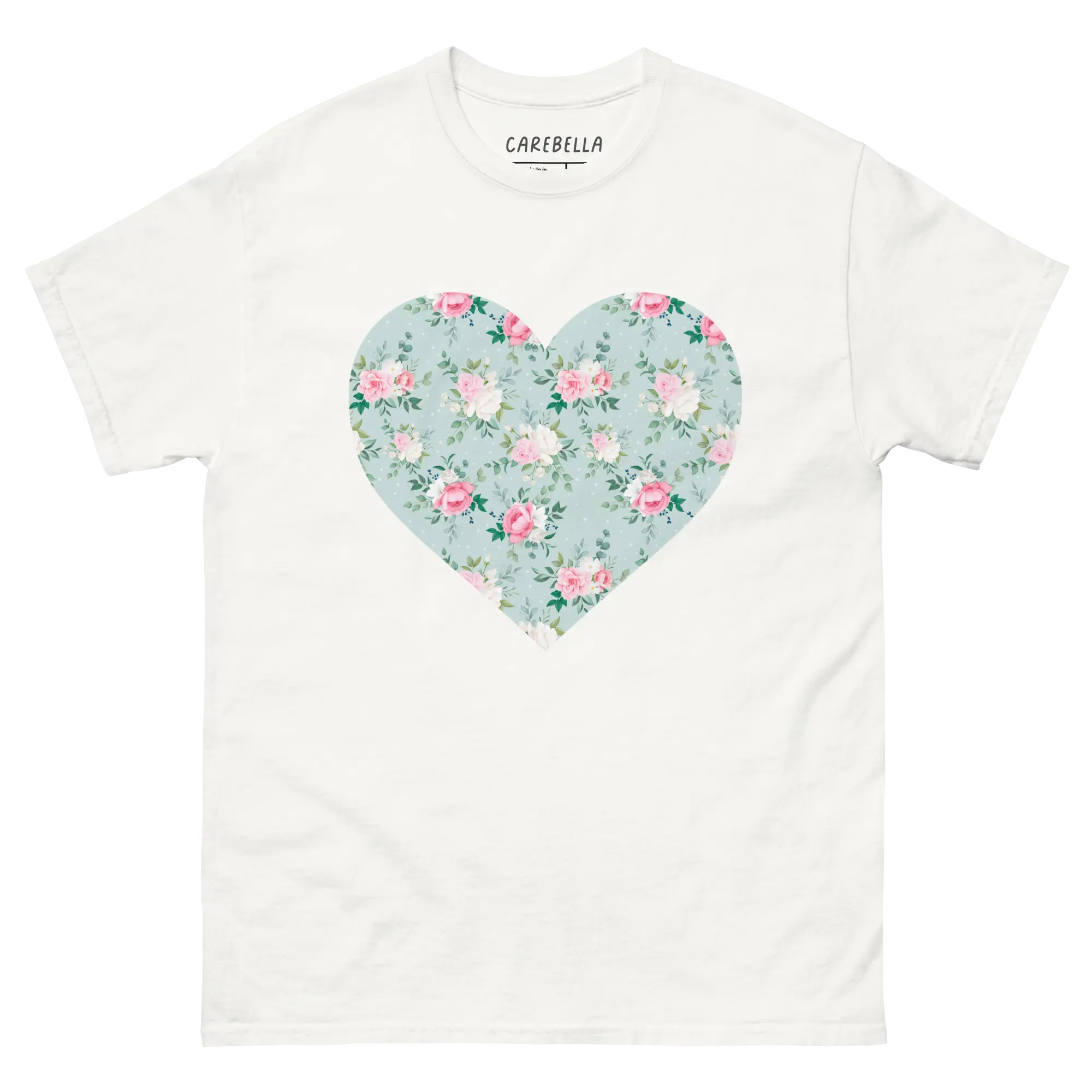 Blu de Fleur | Flat lay of a floral t-shirt from our flower shirts collection | White shirt