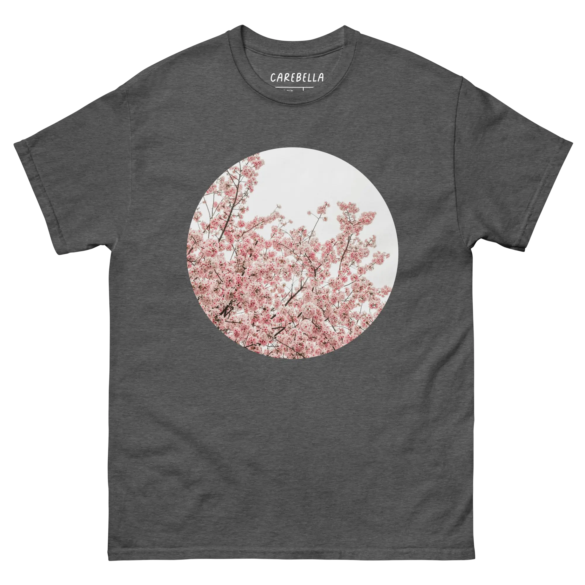 Cherry Blossom | Flat lay of a floral t-shirt from our flower shirts collection | Gray shirt