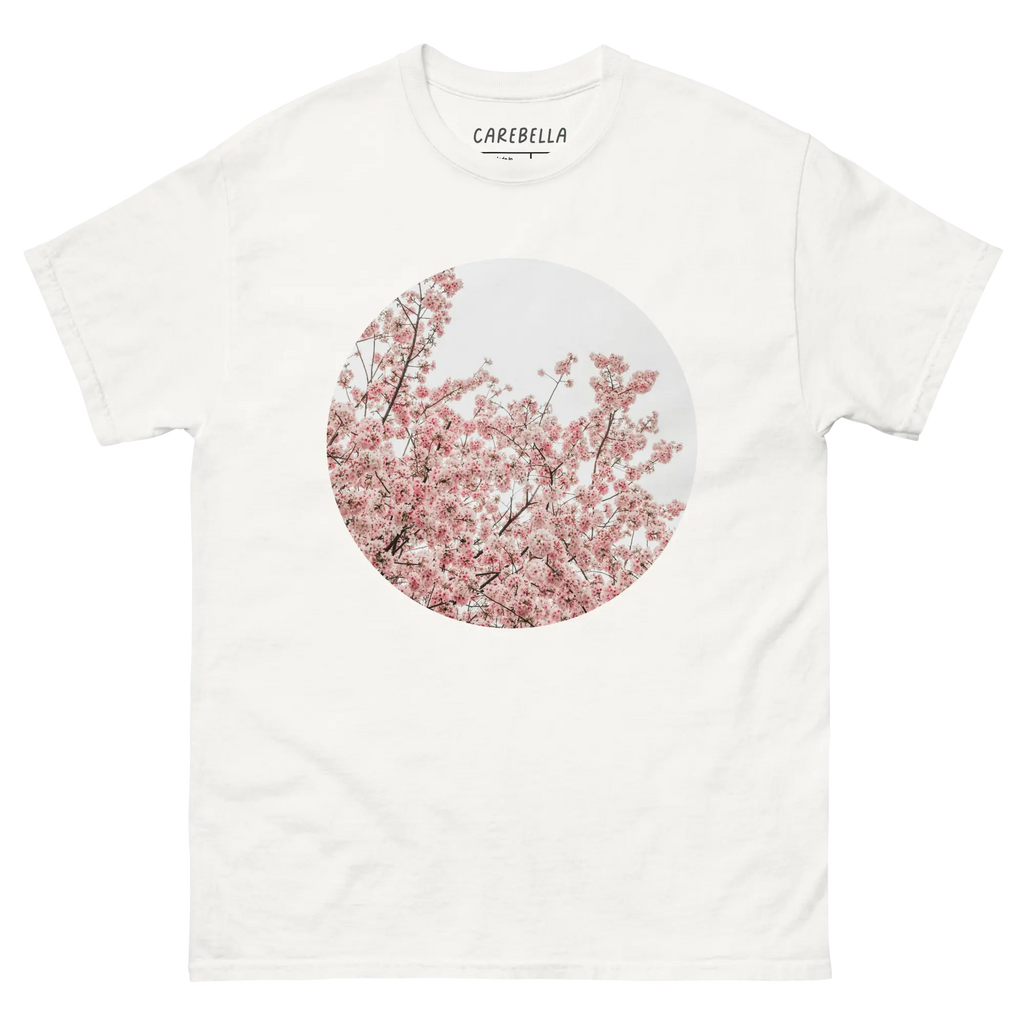 Cherry Blossom | Flat lay of a floral t-shirt from our flower shirts collection | White shirt