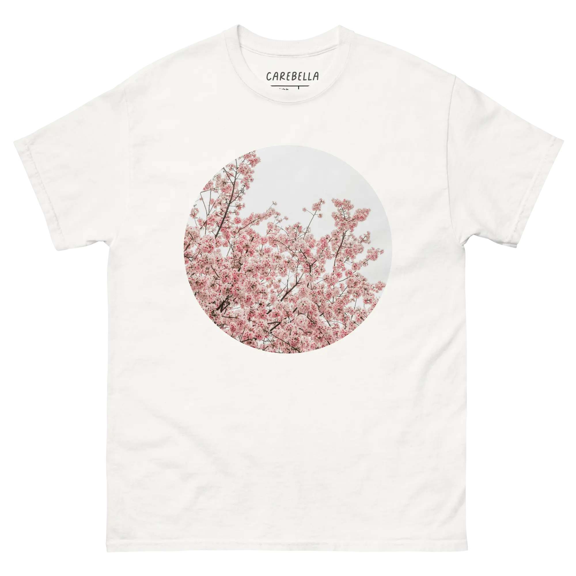 Cherry Blossom | Flat lay of a floral t-shirt from our flower shirts collection | White shirt