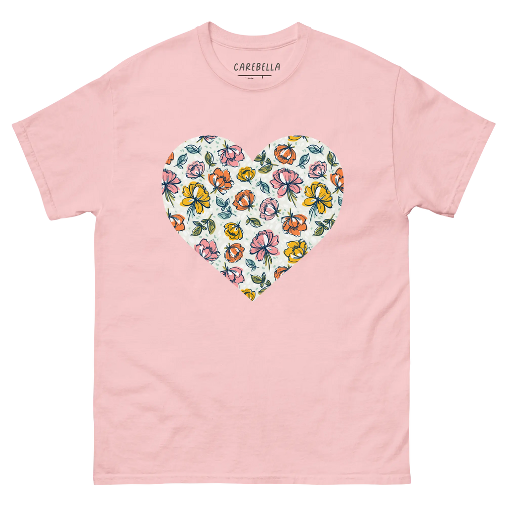 Color Party | Flat lay of a floral t-shirt from our flower shirts collection | Light Pink shirt