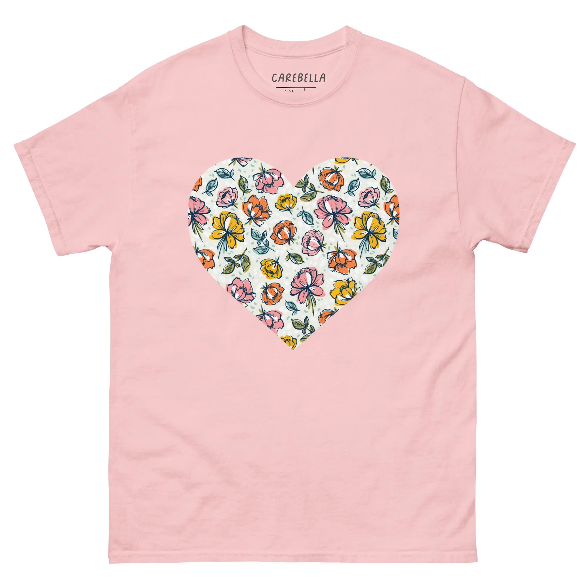 Color Party | Flat lay of a floral t-shirt from our flower shirts collection | Light Pink shirt