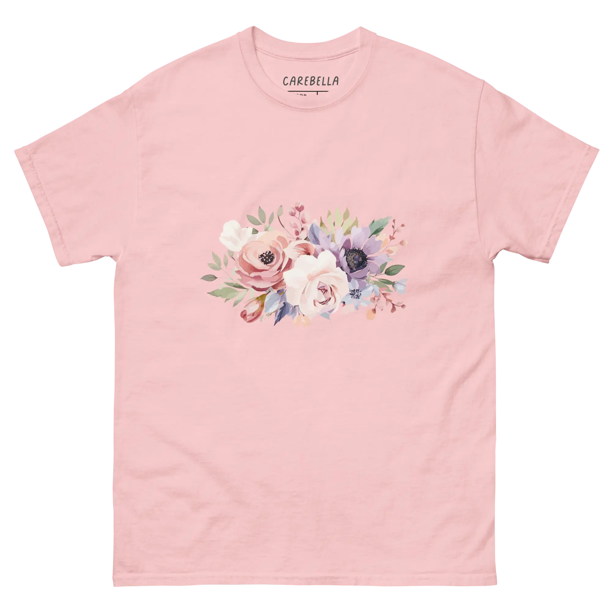 Country Chic | Flat lay of a floral t-shirt from our flower shirts collection | Light pink shirt