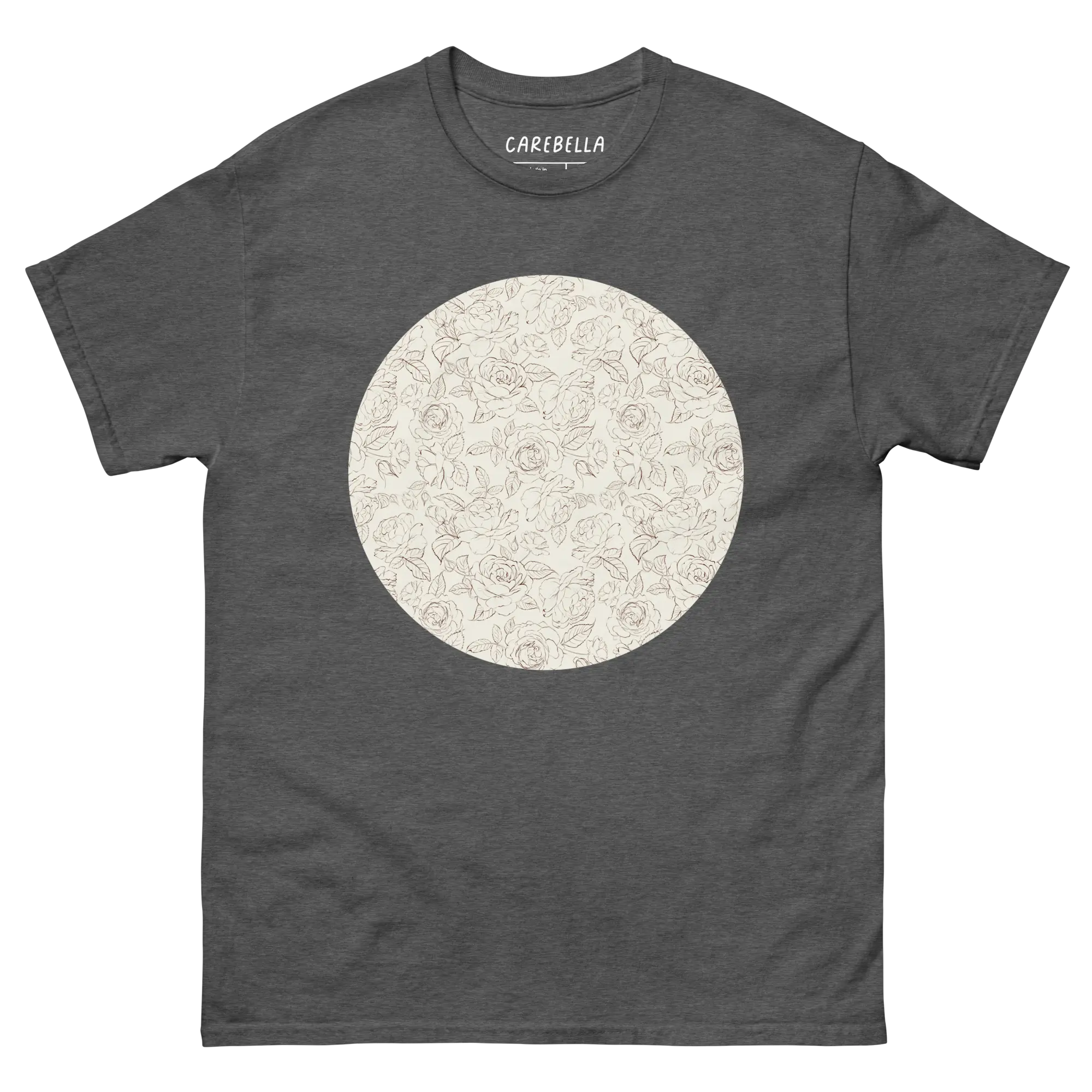Gardenlane | Flat lay of a floral t-shirt from our flower shirts collection | Gray shirt