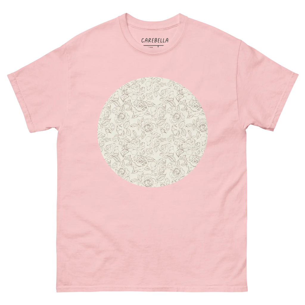 Gardenlane | Flat lay of a floral t-shirt from our flower shirts collection | Light pink shirt