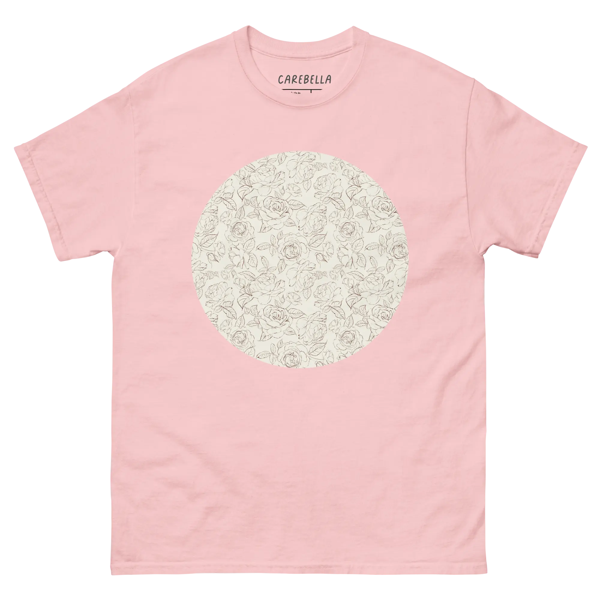 Gardenlane | Flat lay of a floral t-shirt from our flower shirts collection | Light pink shirt