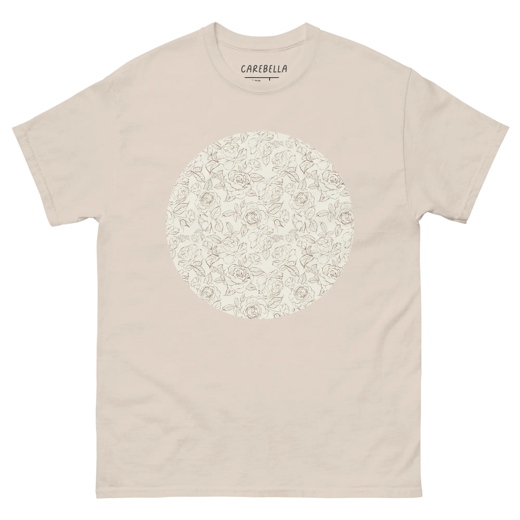 Gardenlane | Flat lay of a floral t-shirt from our flower shirts collection | Natural shirt