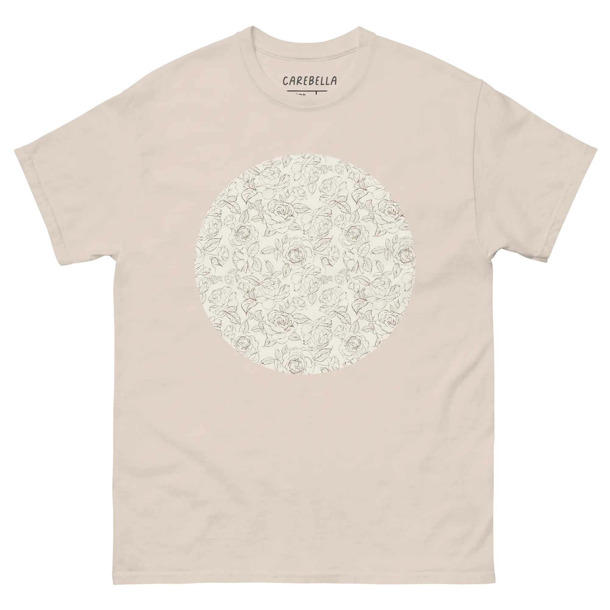 Gardenlane | Flat lay of a floral t-shirt from our flower shirts collection | Natural shirt