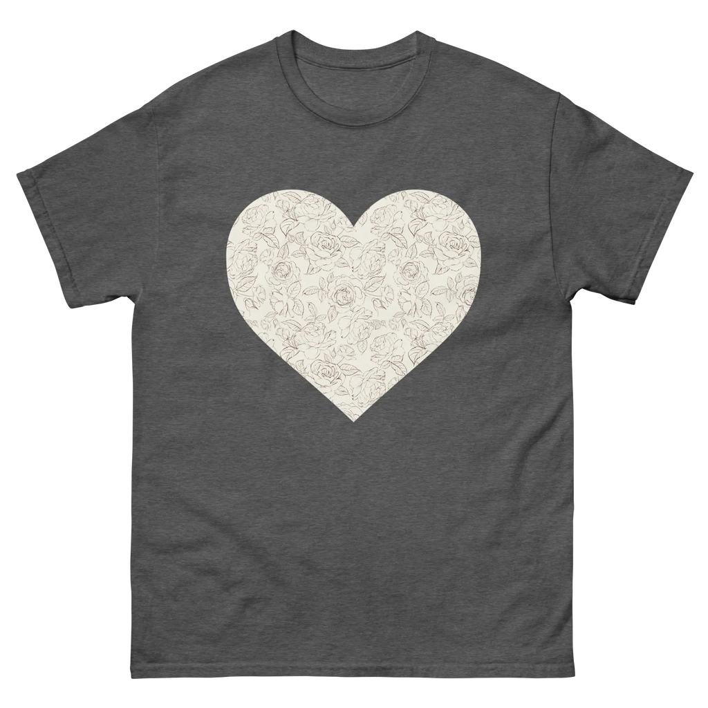 Gardenlane | Flat lay of a floral t-shirt from our flower shirts collection | Gray shirt