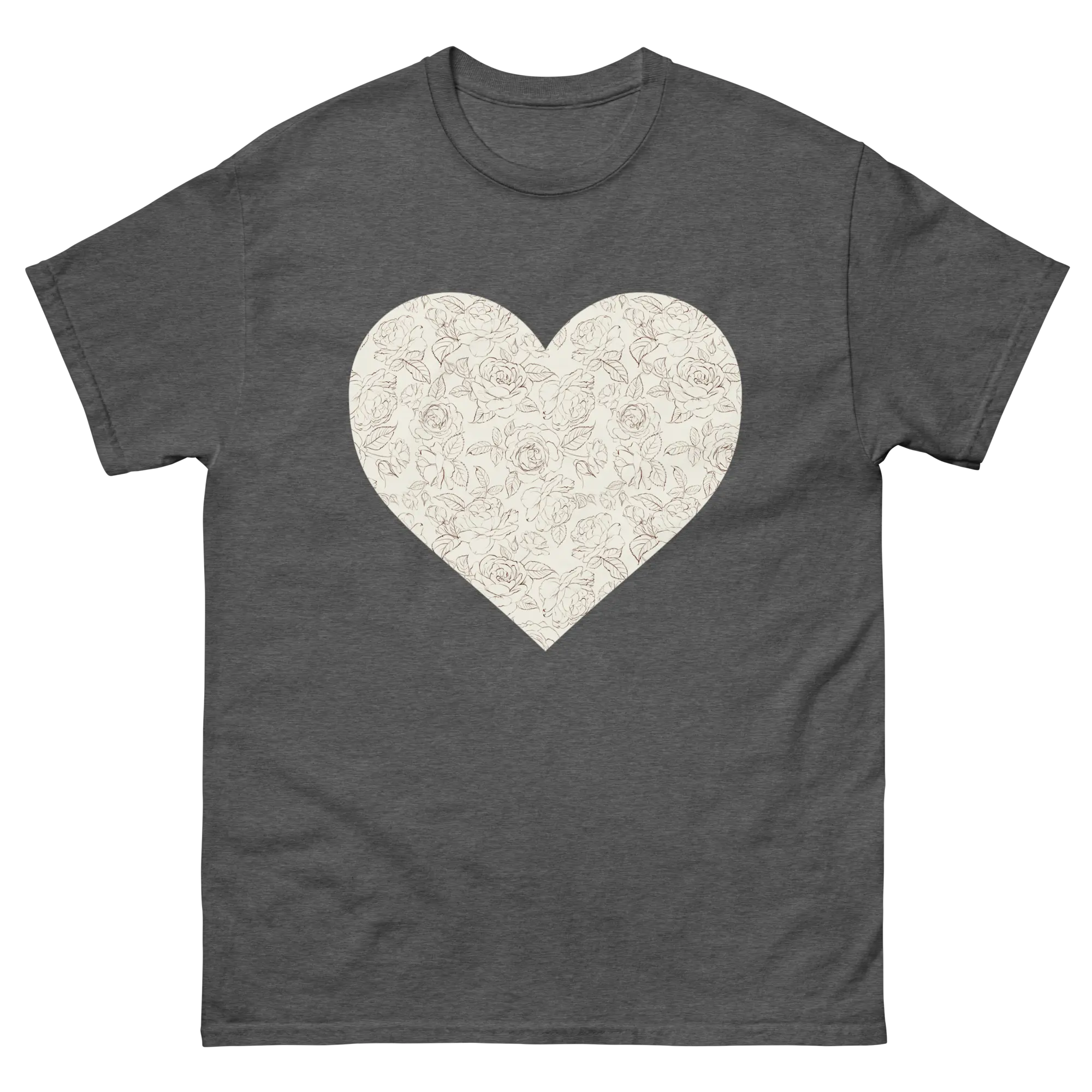 Gardenlane | Flat lay of a floral t-shirt from our flower shirts collection | Gray shirt