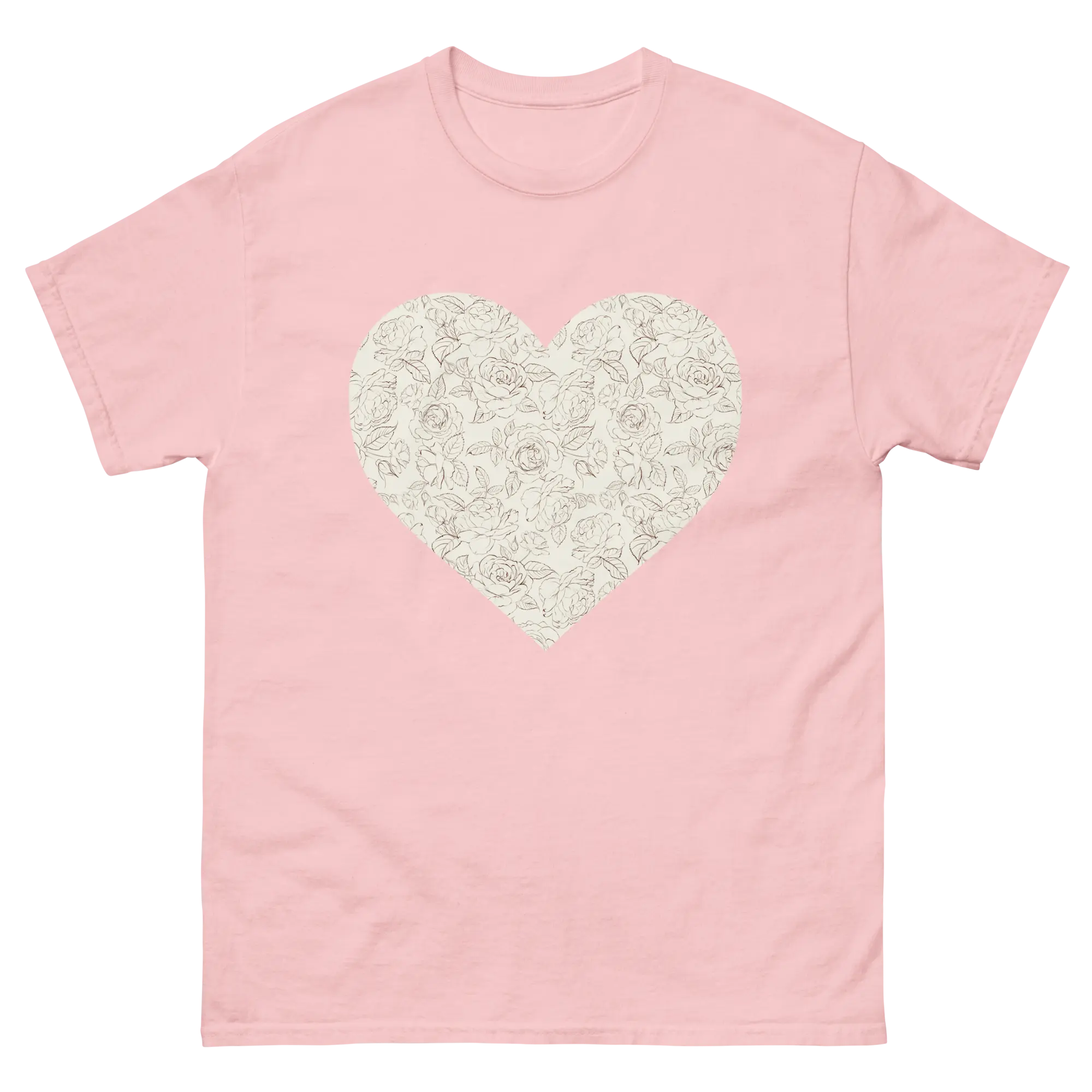 Gardenlane | Flat lay of a floral t-shirt from our flower shirts collection | Light pink shirt