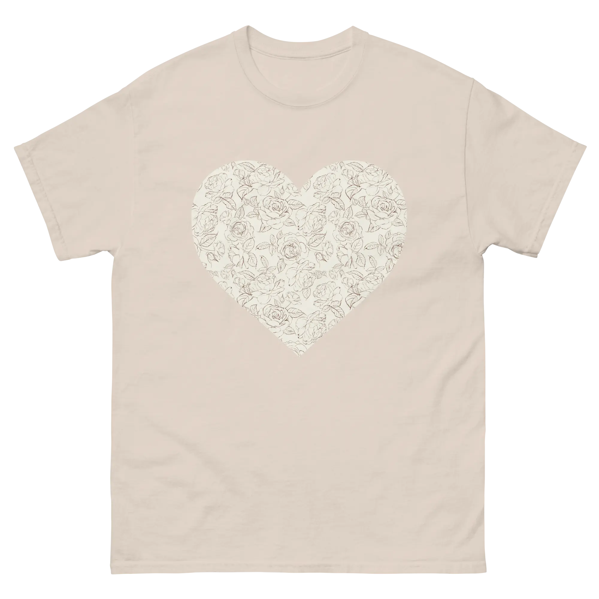 Gardenlane | Flat lay of a floral t-shirt from our flower shirts collection | Natural shirt