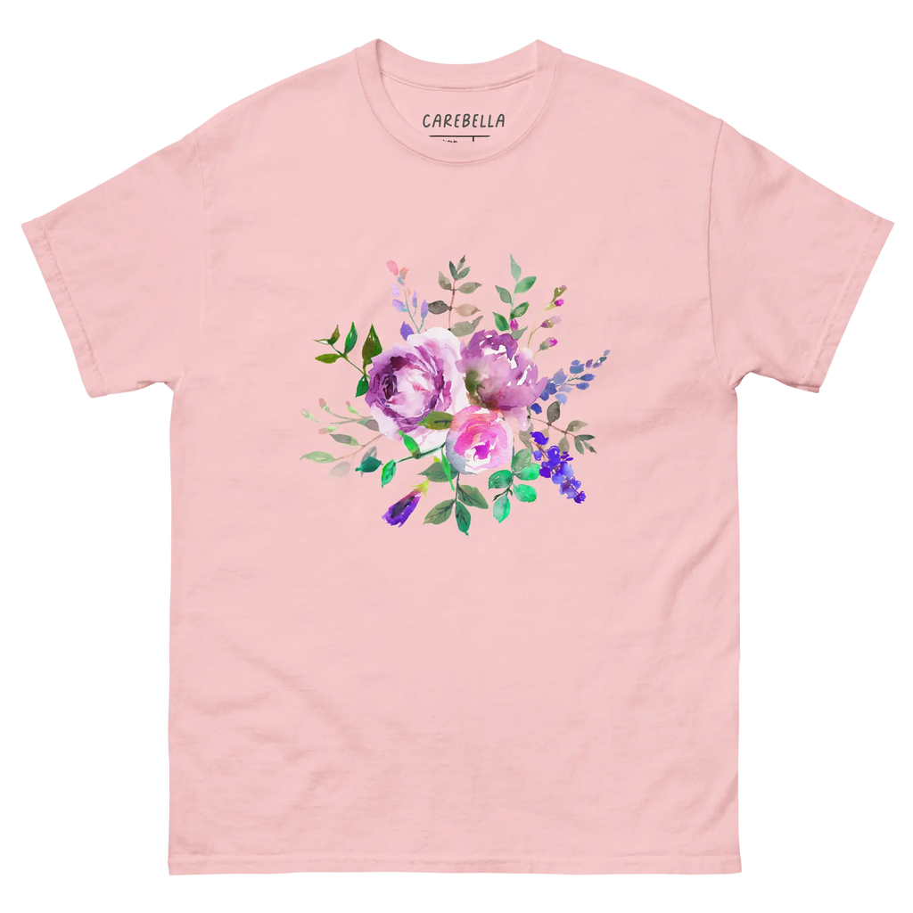 Lavender Haze | Flat lay of a floral t-shirt from our flower shirts collection | Light Pink shirt