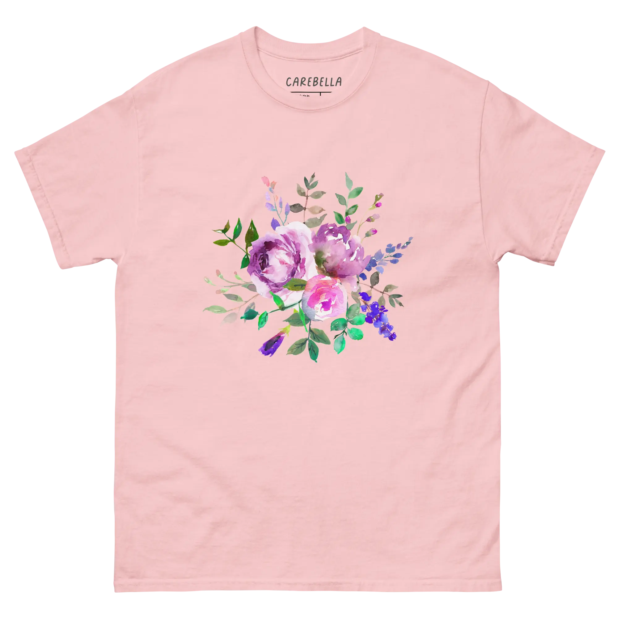 Lavender Haze | Flat lay of a floral t-shirt from our flower shirts collection | Light Pink shirt