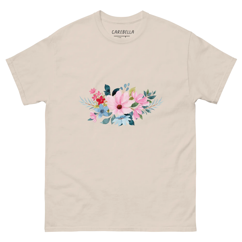 Navy Whisper | Flat lay of a floral t-shirt from our flower shirts collection | Natural shirt
