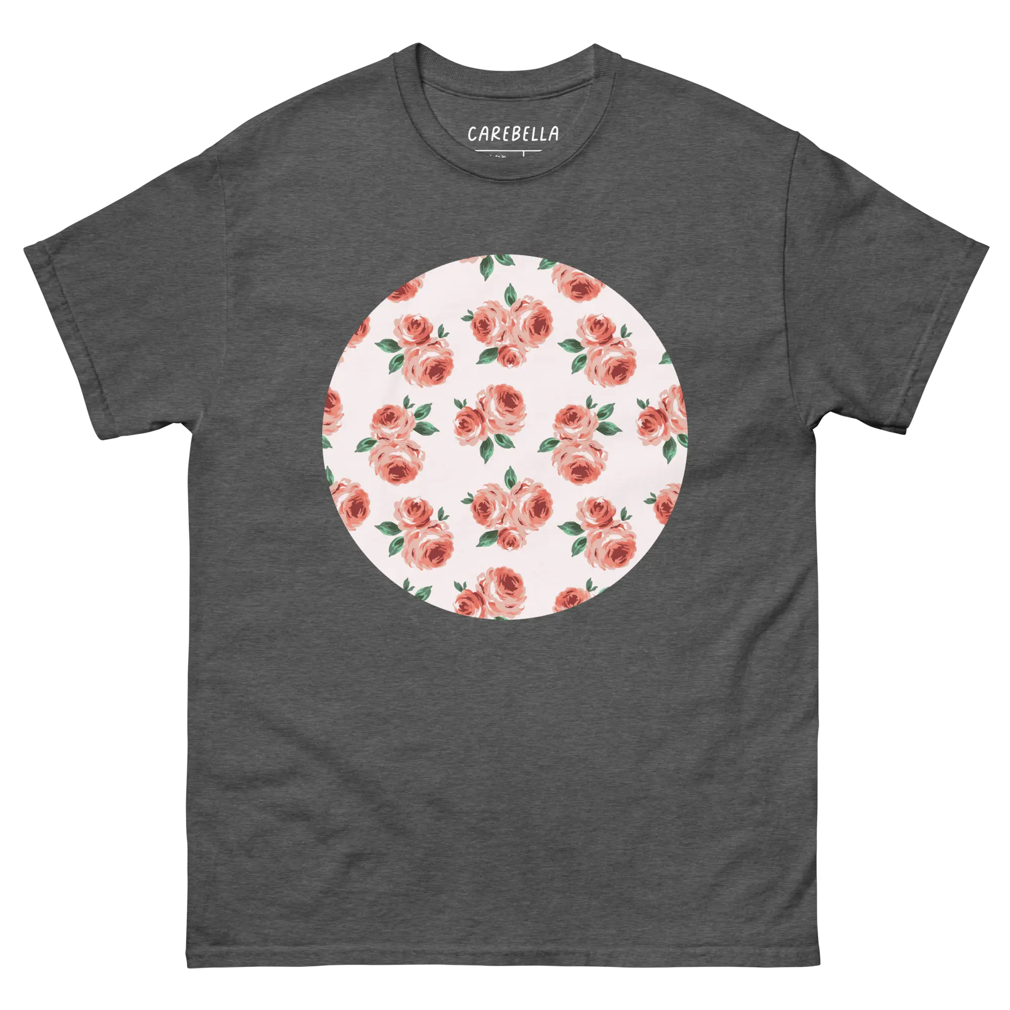 Peachfield | Flat lay of a floral t-shirt from our flower shirts collection | Gray shirt