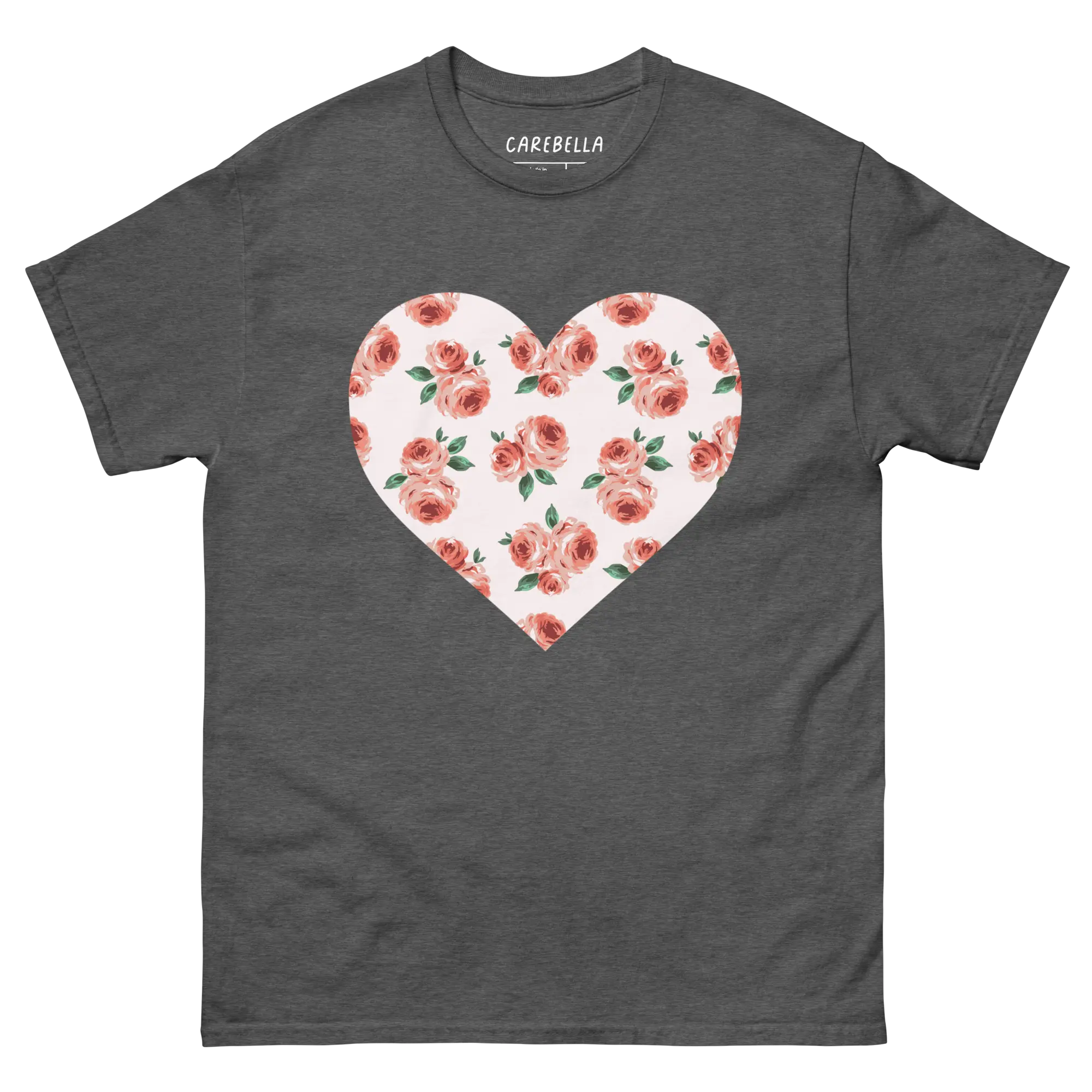 Peachfield | Flat lay of a floral t-shirt from our flower shirts collection | Gray shirt