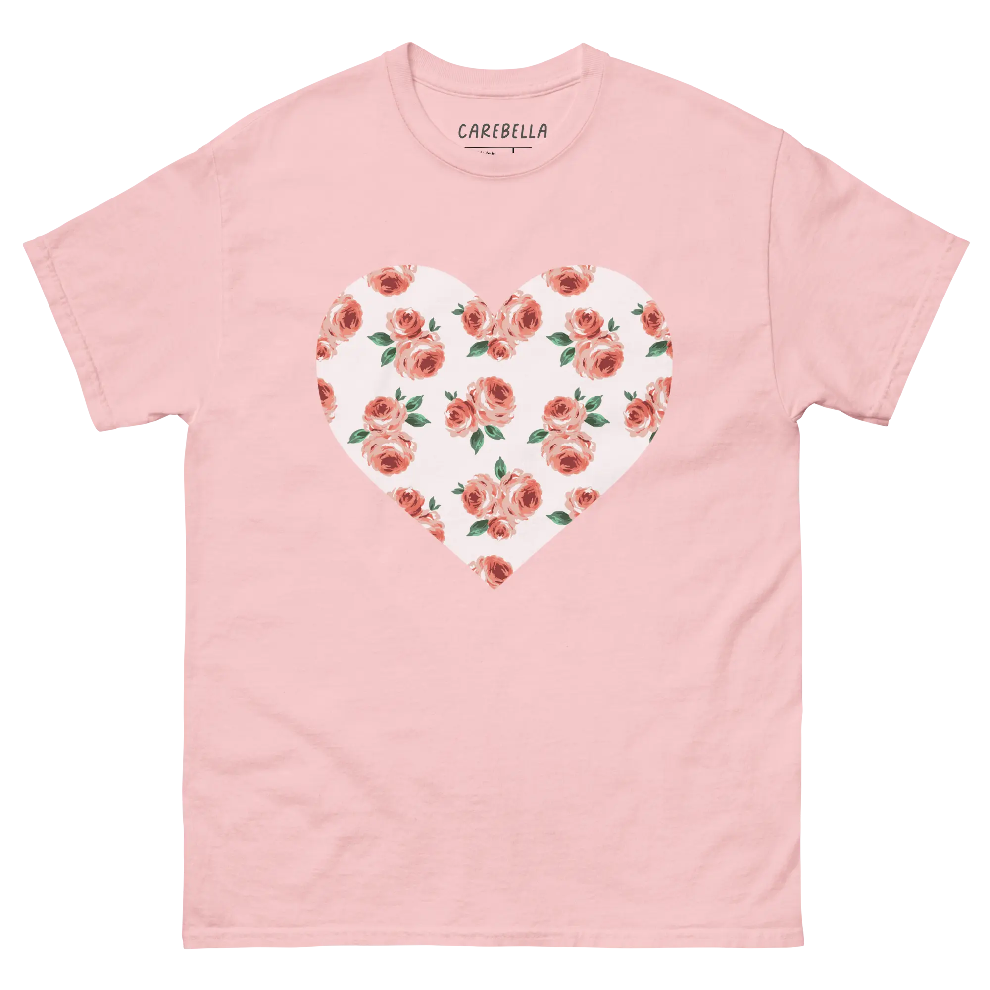 Peachfield | Flat lay of a floral t-shirt from our flower shirts collection | Light pink shirt