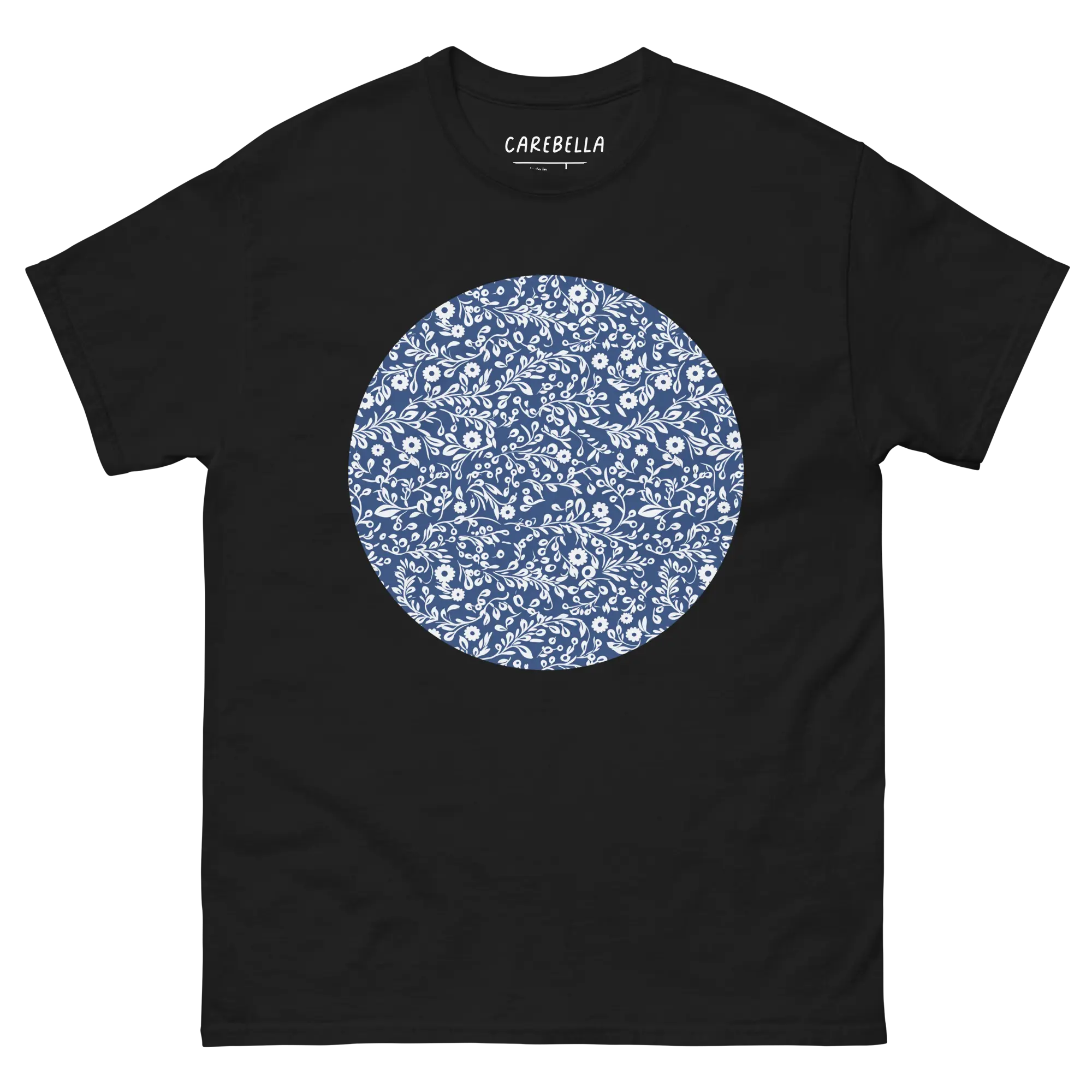 Porcelain VIne | Flat lay of a floral t-shirt from our flower shirts collection | Black shirt