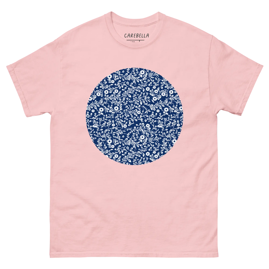 Porcelain VIne | Flat lay of a floral t-shirt from our flower shirts collection | Light pink shirt