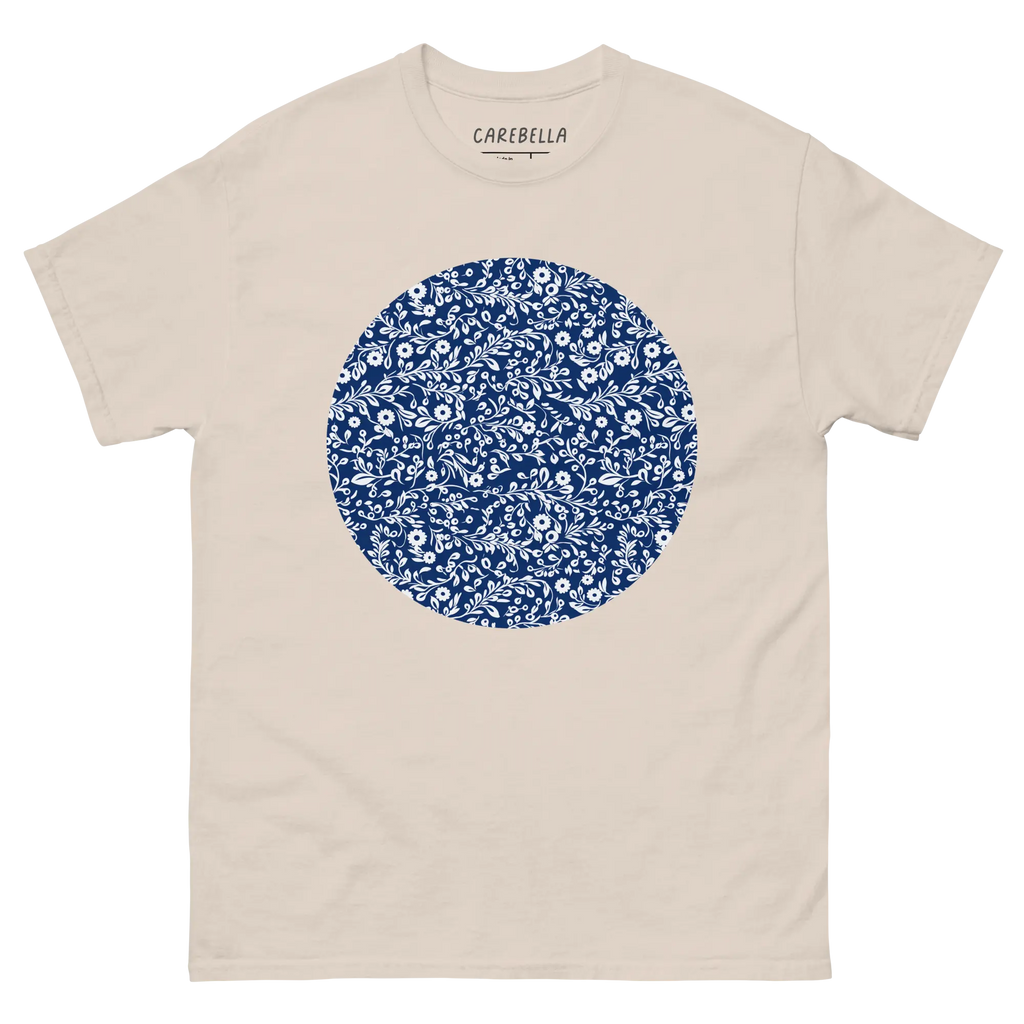 Porcelain VIne | Flat lay of a floral t-shirt from our flower shirts collection | Natural shirt