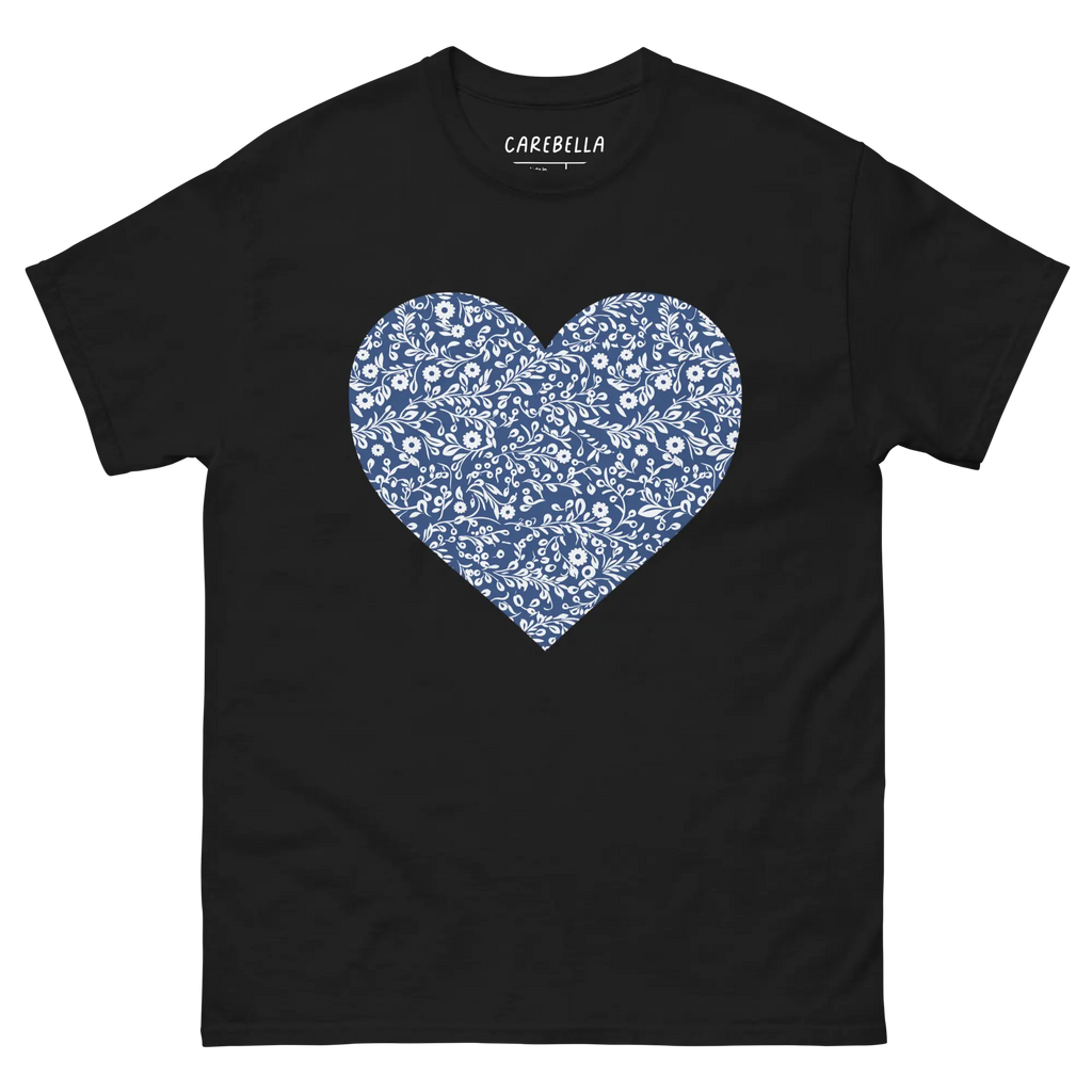 Porcelain VIne | Flat lay of a floral t-shirt from our flower shirts collection | Black shirt