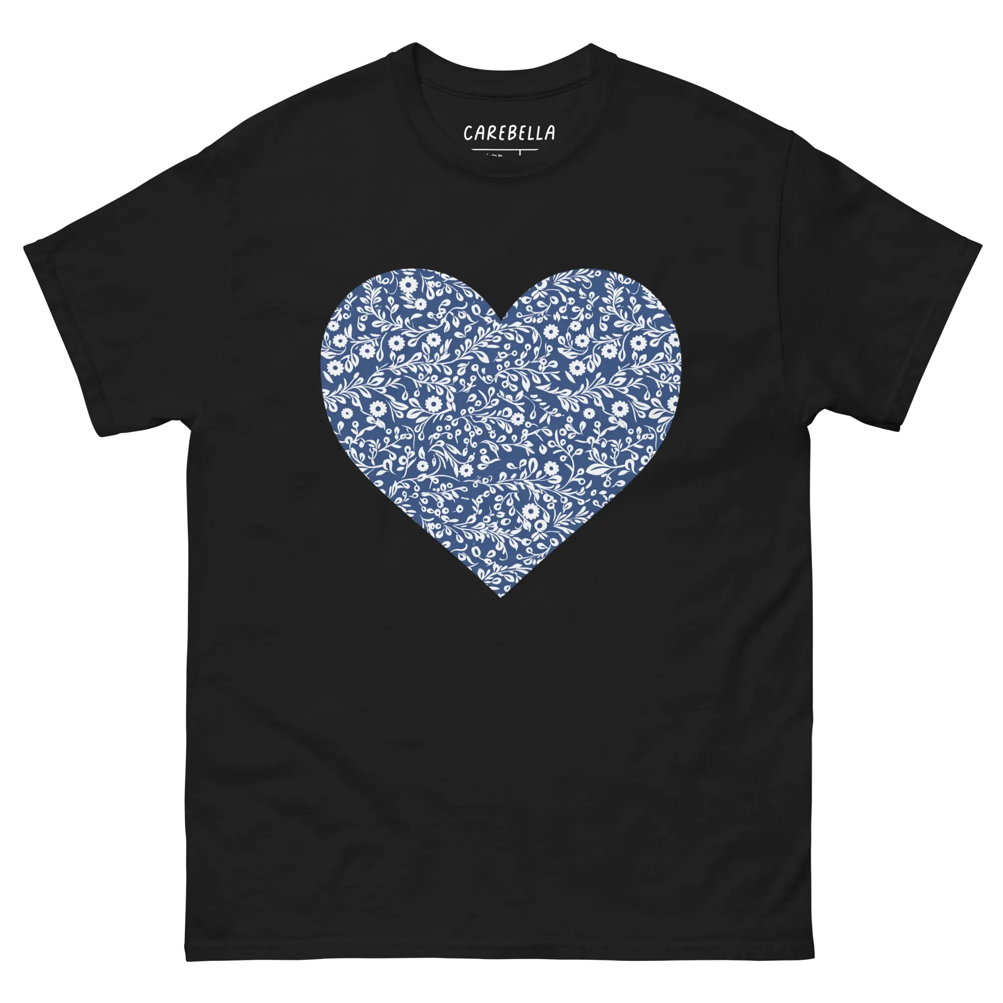 Porcelain VIne | Flat lay of a floral t-shirt from our flower shirts collection | Black shirt