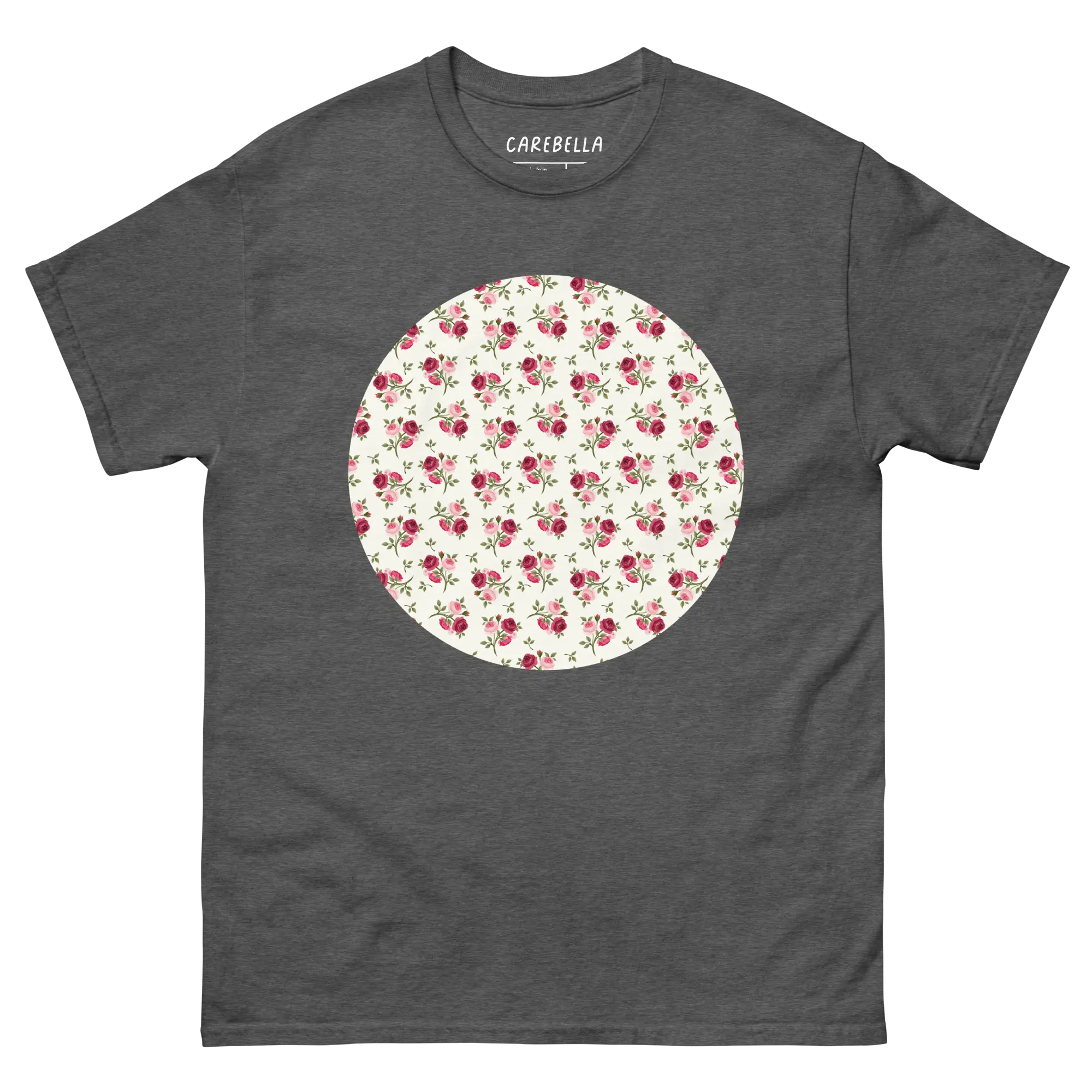 Rose Bundle | Flat lay of a floral t-shirt from our flower shirts collection | Gray shirt