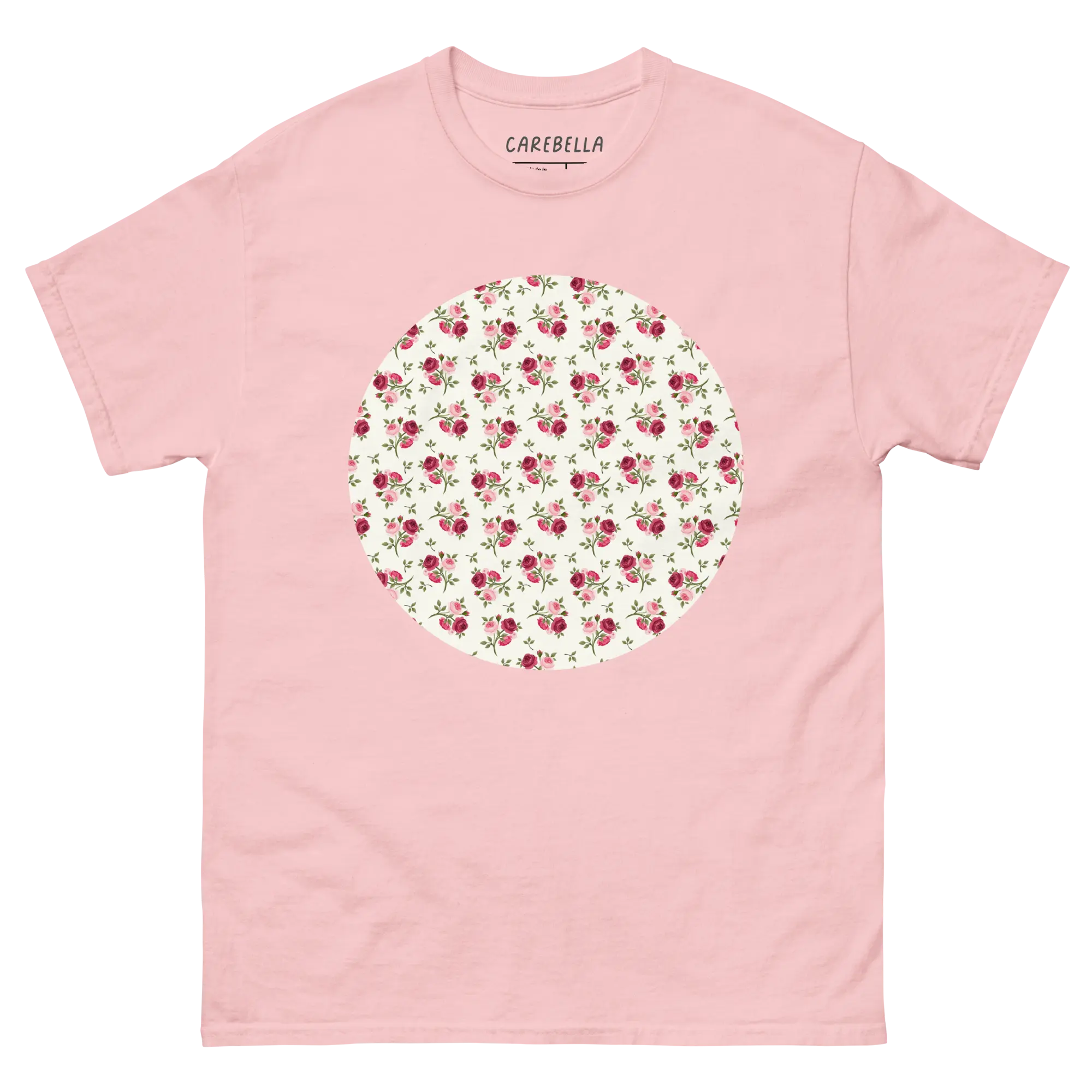 Rose Bundle | Flat lay of a floral t-shirt from our flower shirts collection | Light pink shirt