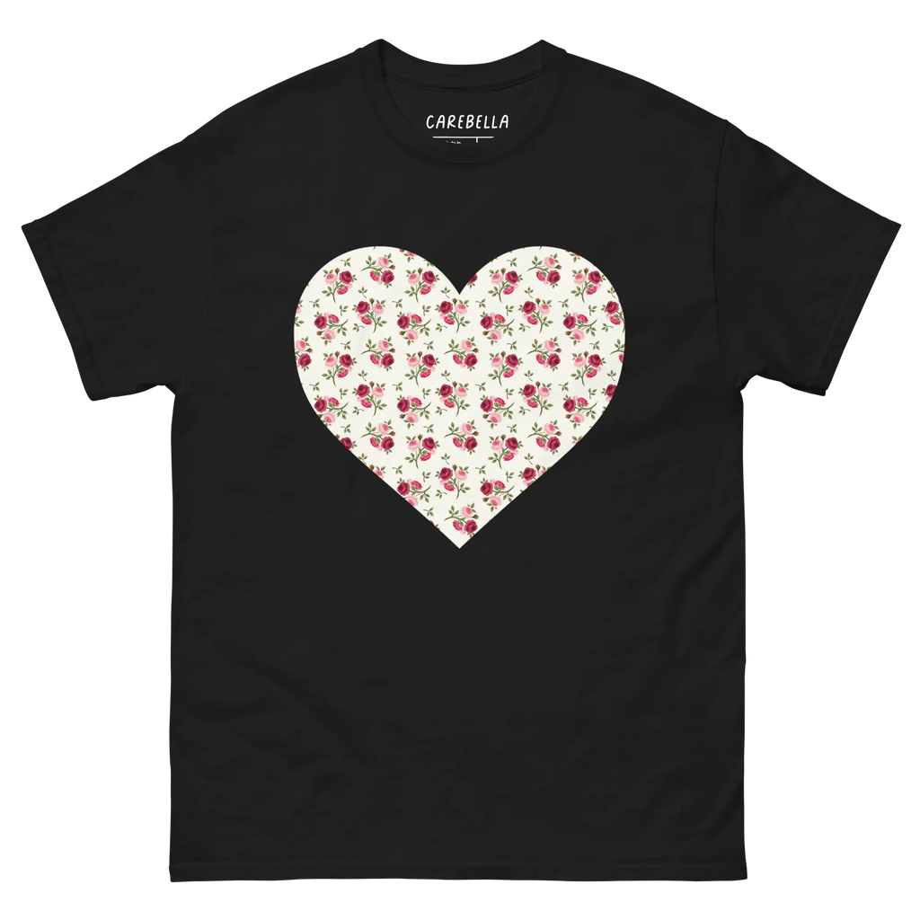 Rose Bundle | Flat lay of a floral t-shirt from our flower shirts collection | Black shirt