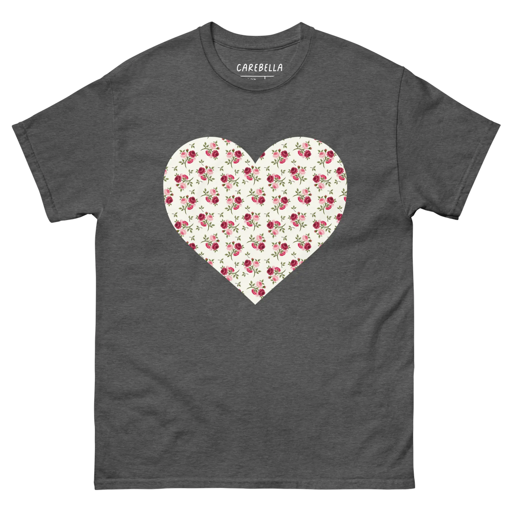 Rose Bundle | Flat lay of a floral t-shirt from our flower shirts collection | Gray shirt