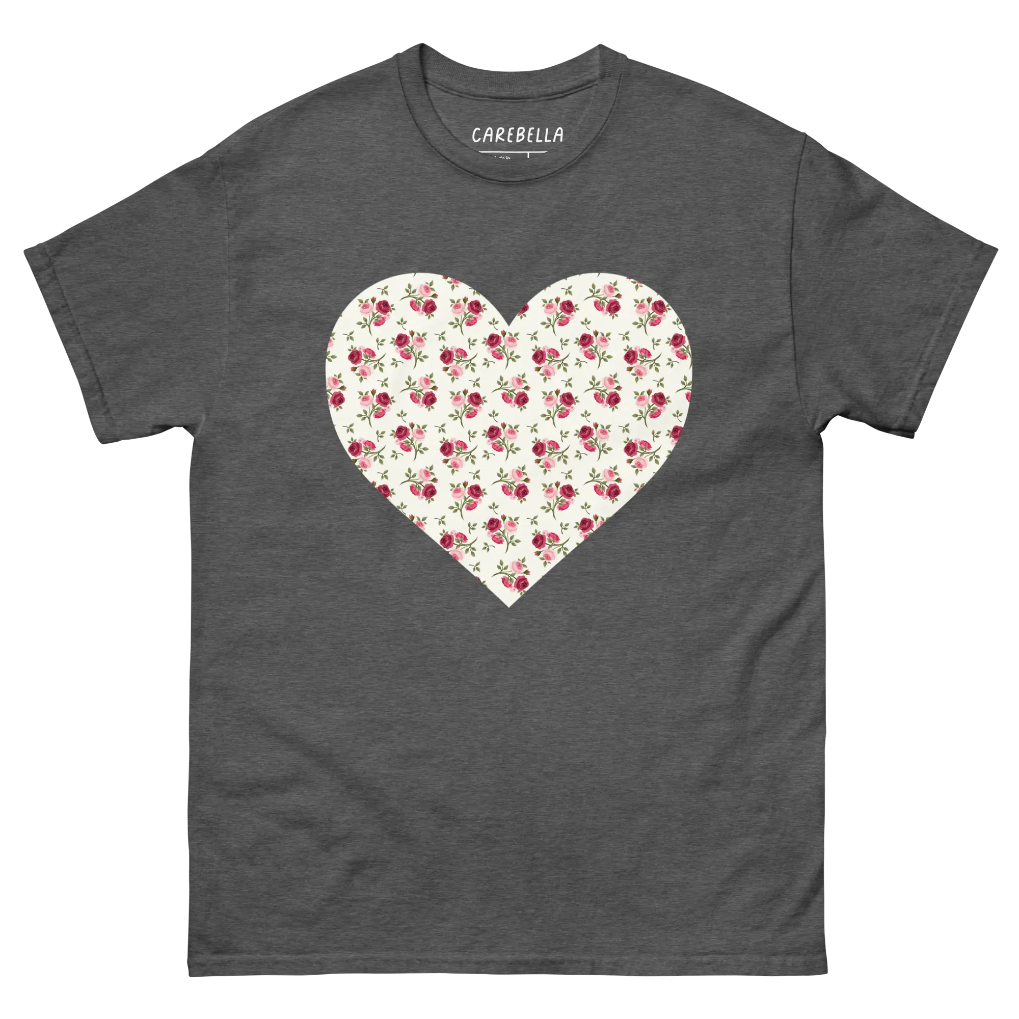 Rose Bundle | Flat lay of a floral t-shirt from our flower shirts collection | Gray shirt