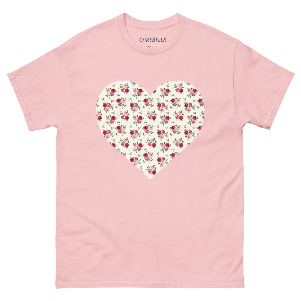 Rose Bundle | Flat lay of a floral t-shirt from our flower shirts collection | Light pink shirt