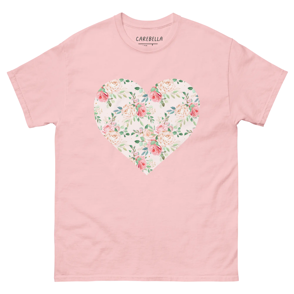 Rose Chic | Flat lay of a floral t-shirt from our flower shirts collection | Light pink shirt