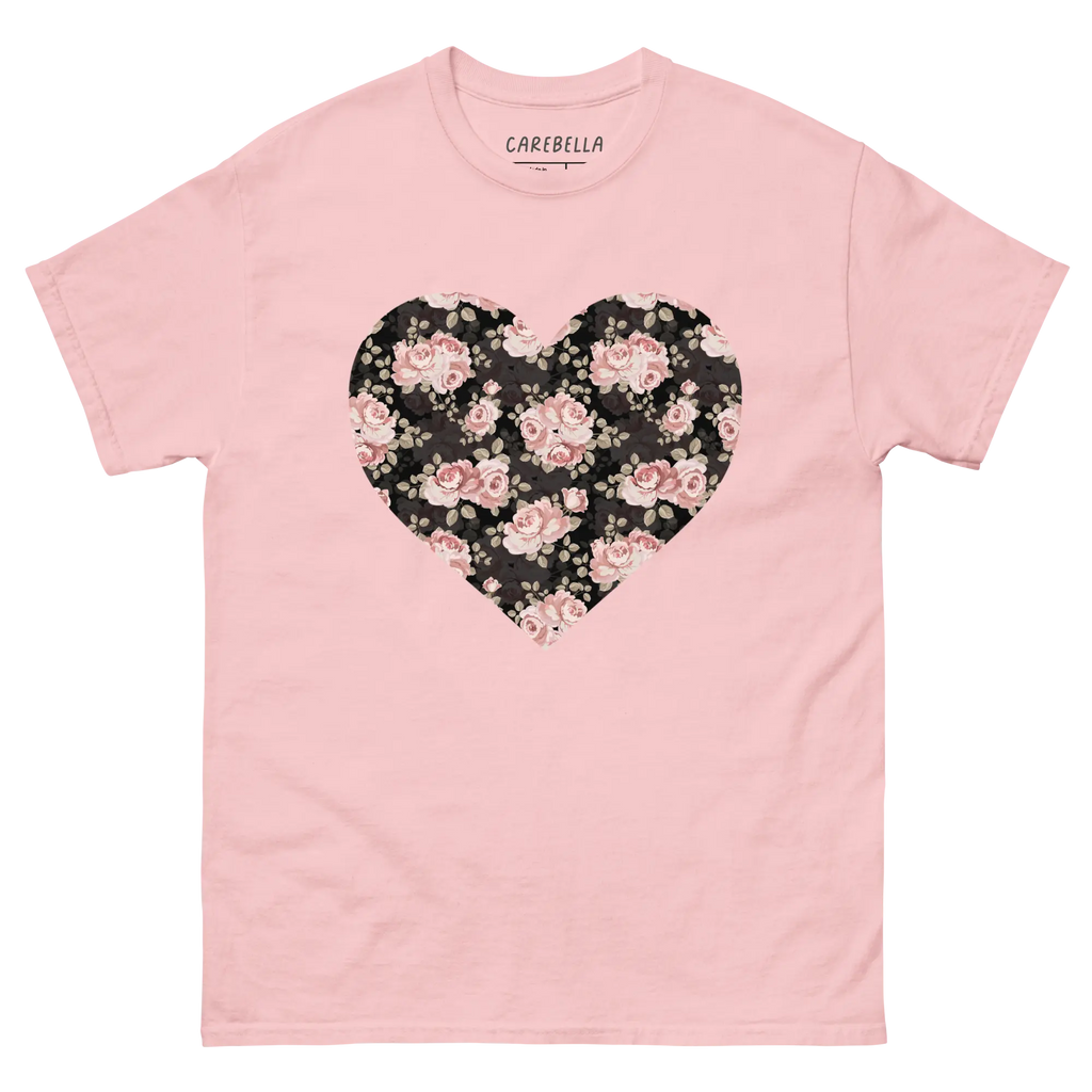 Subtle Rose | Flat lay of a floral t-shirt from our flower shirts collection | Light Pink shirt