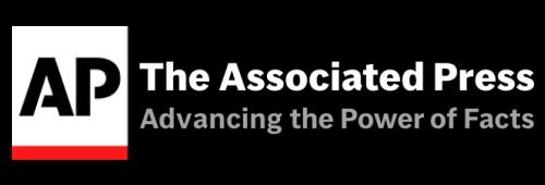 Logo of The Associated Press with tagline 'Advancing the Power of Facts' on a black background