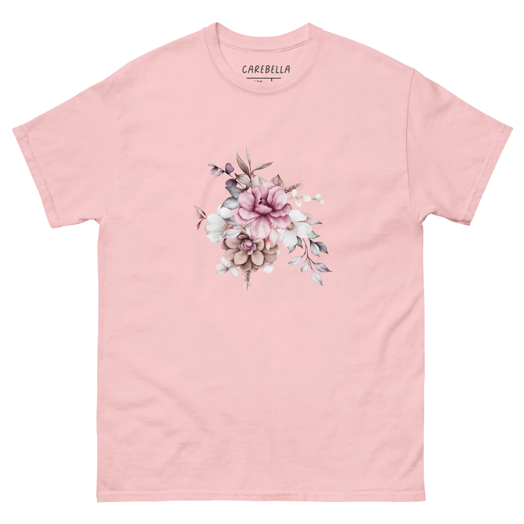Vintage Meadows | Flat lay of a floral t-shirt from our flower shirts collection | Light pink shirt