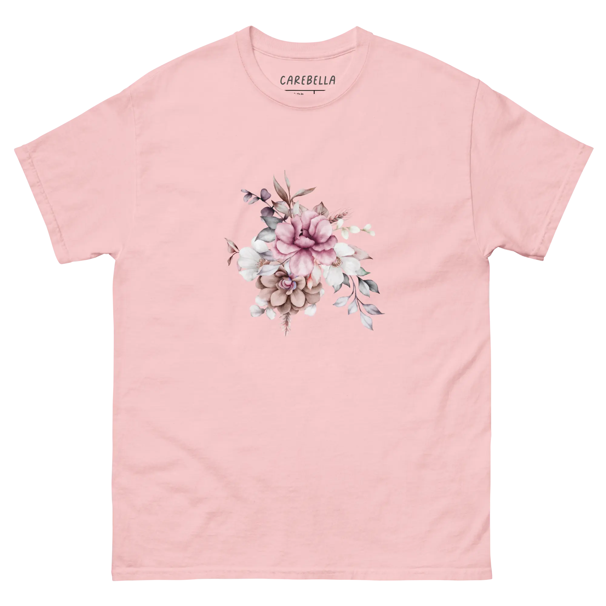 Vintage Meadows | Flat lay of a floral t-shirt from our flower shirts collection | Light pink shirt