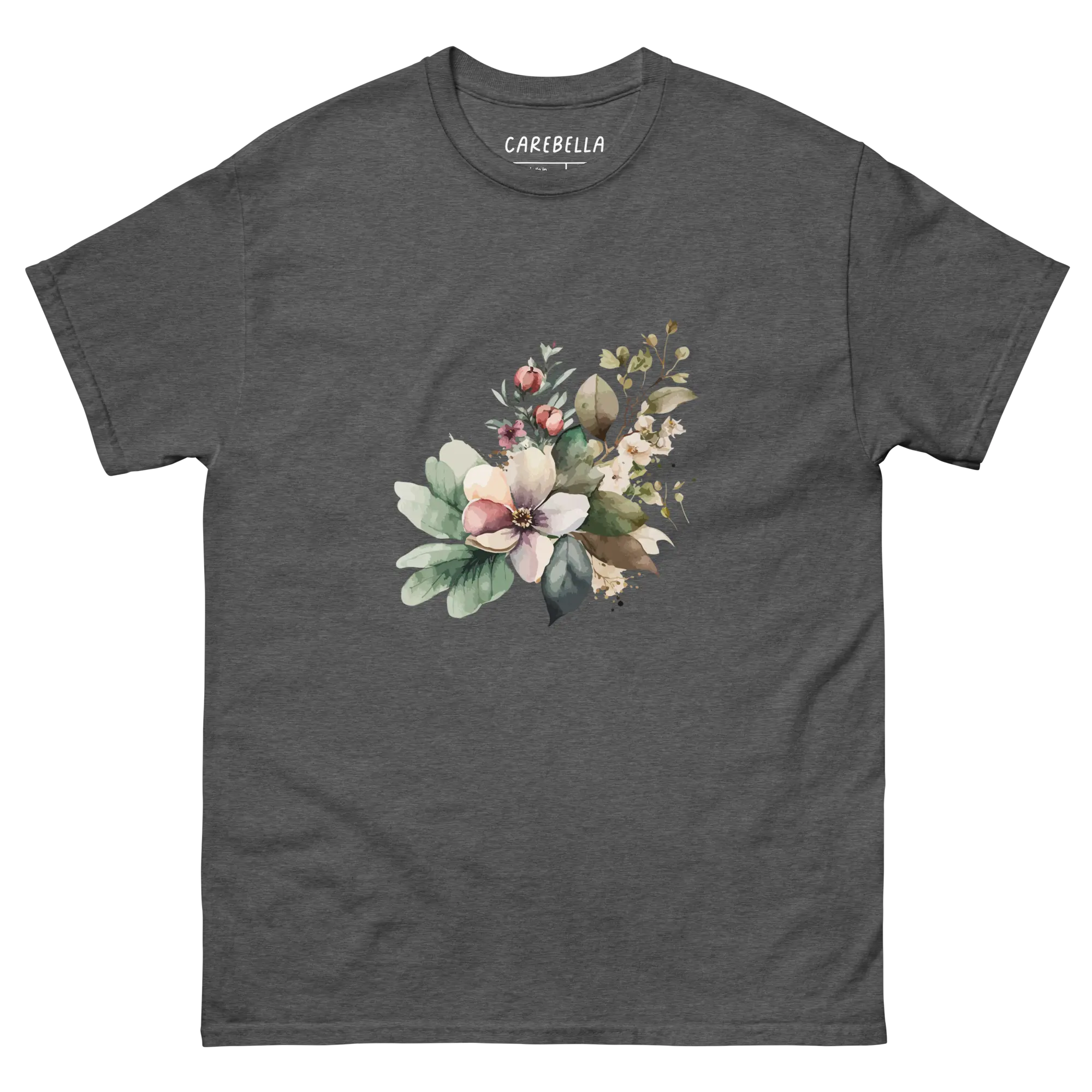 Wild Forest | Flat lay of a floral t-shirt from our flower shirts collection | Gray shirt