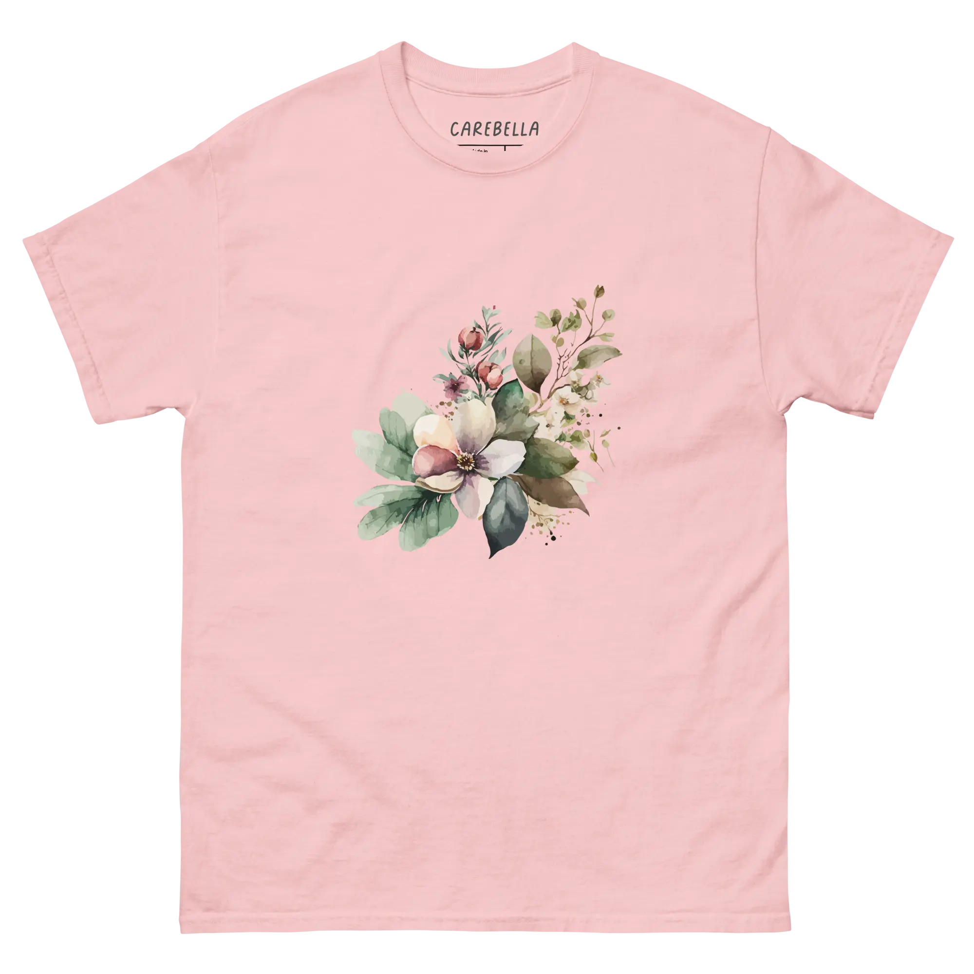 Wild Forest | Flat lay of a floral t-shirt from our flower shirts collection | Light pink shirt