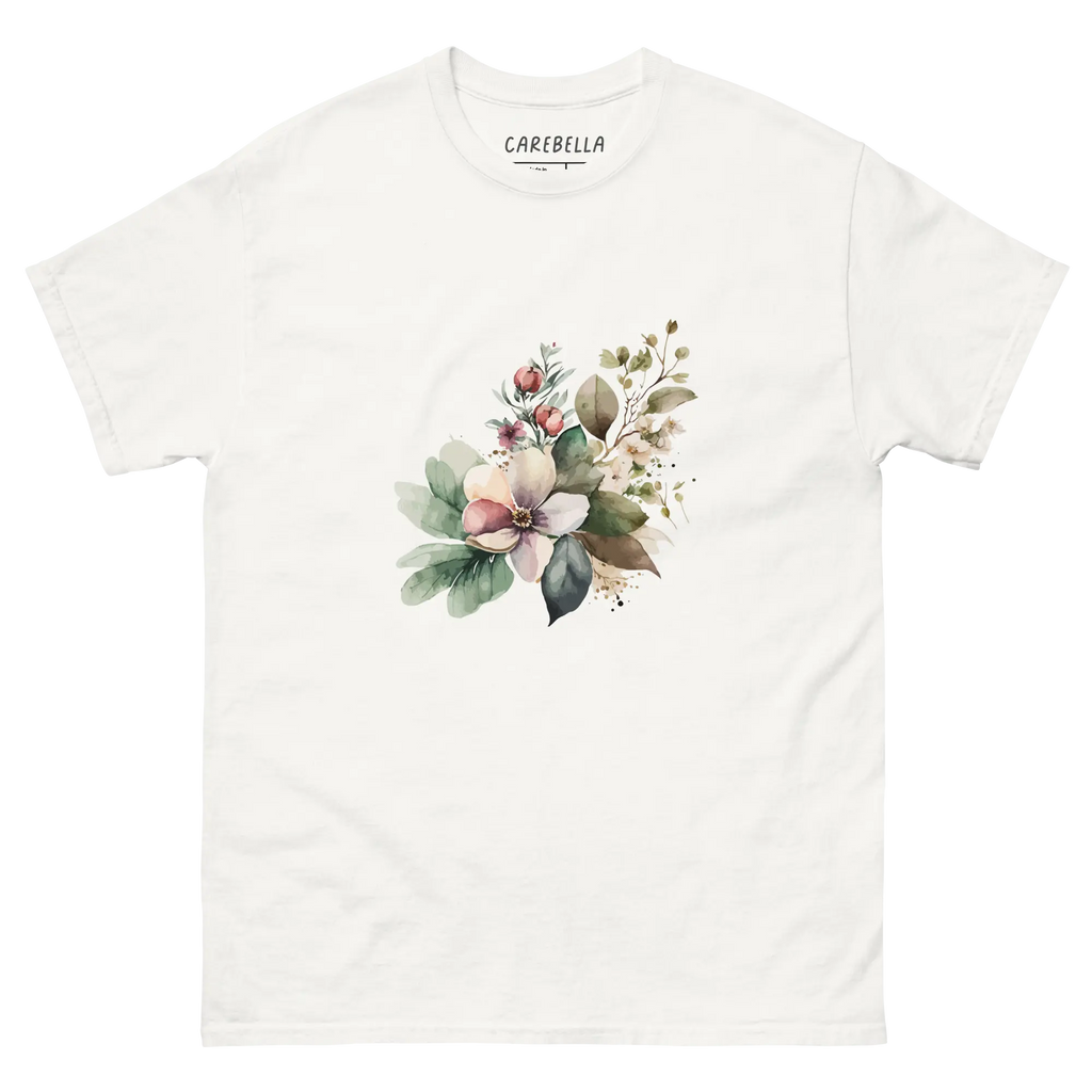 Wild Forest | Flat lay of a floral t-shirt from our flower shirts collection | White shirt