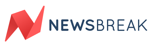 Logo of Newsbreak with a red geometric design on a white background